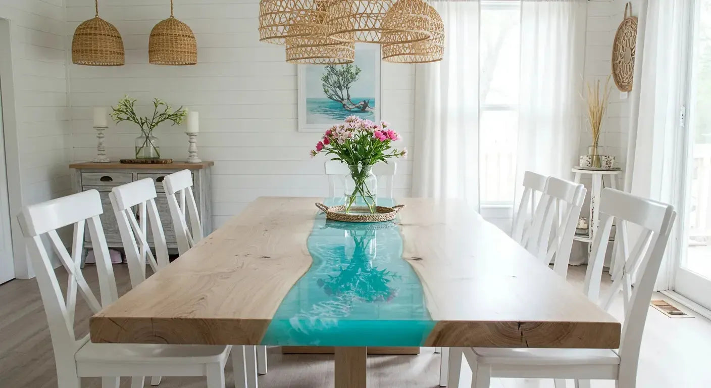 Coastal Modern Dining Table Style with Resin