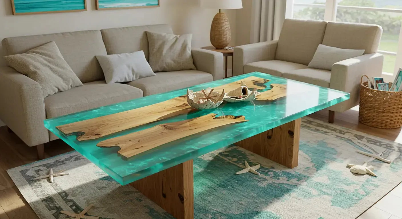 How I Brought the Ocean Indoors with a Turquoise Epoxy Table