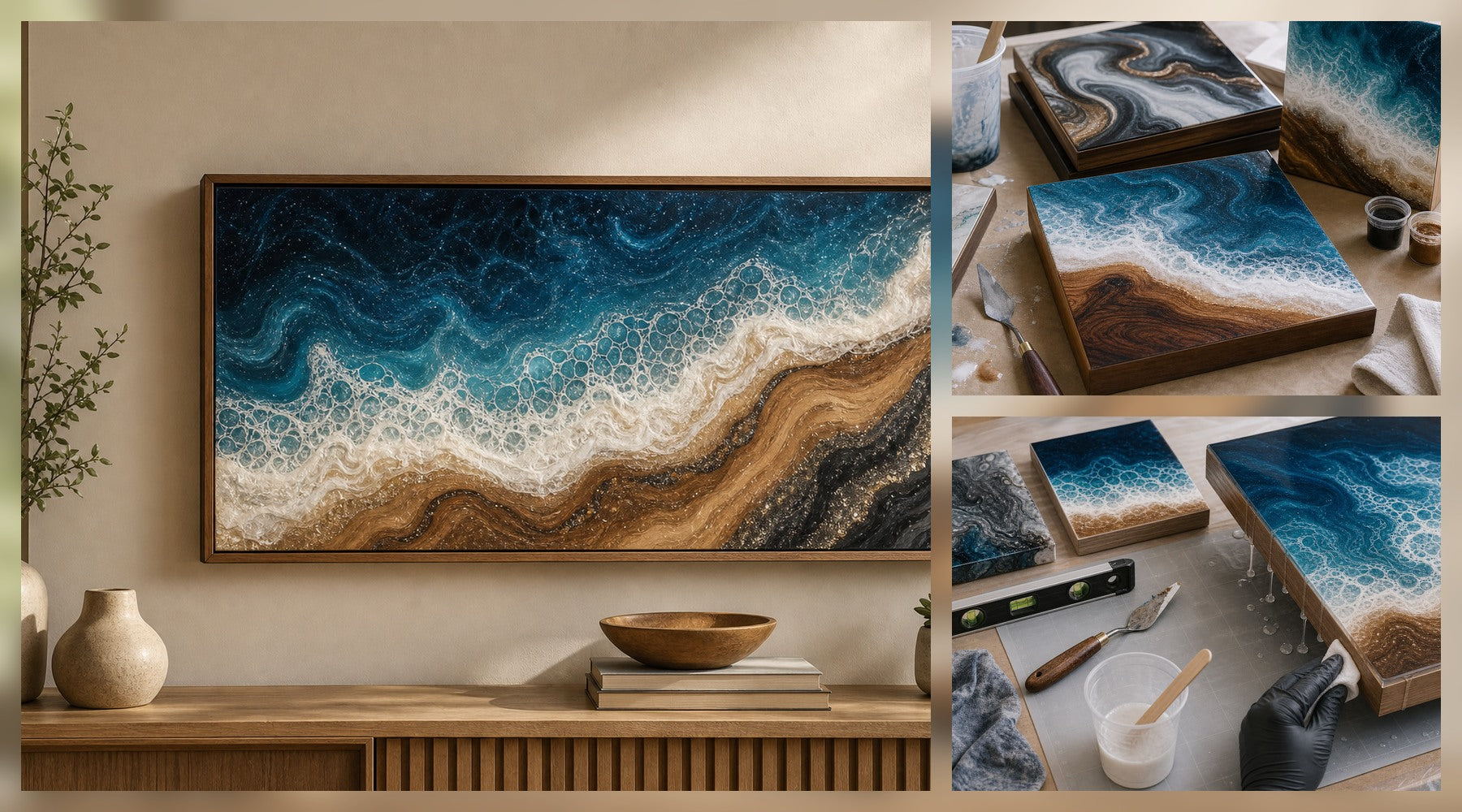 Resin Art Tutorials: A Practical Pour Plan for Wall Pieces hero image for a Resin Society guide with realistic resin, epoxy, wood, tools, or finished project details.