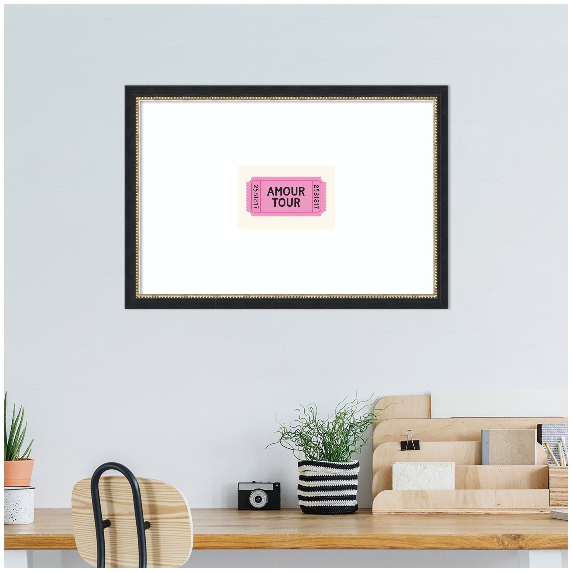 Pink Poster Retro Ticket Print, Amour Tour Dopamine Decor, Girly Wall Art, Trendy French Poster by Lucky Guava Framed Wall Art Print