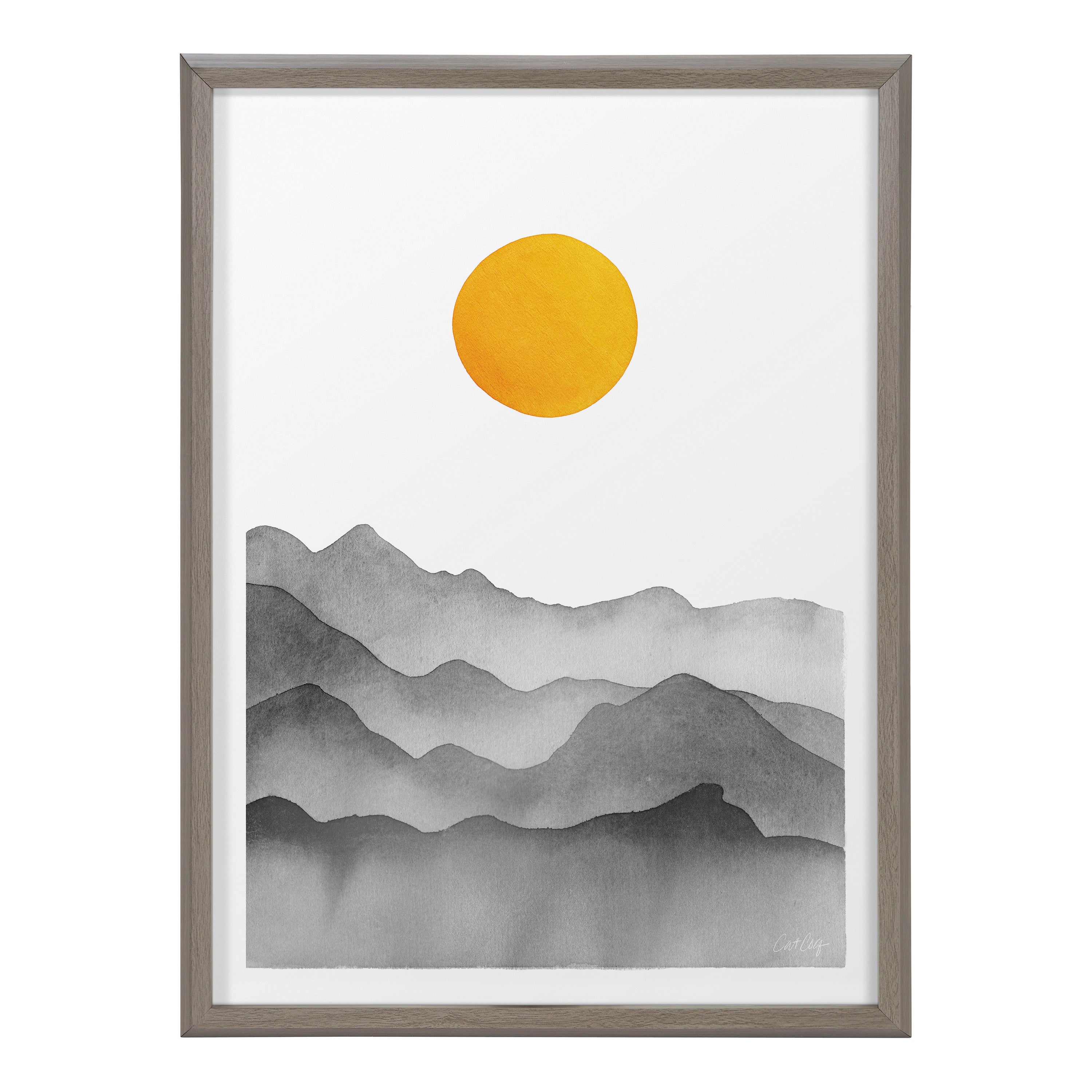Blake Black Yellow Mountain Range Silhouette Framed Printed Glass by kateandlaurel - product image 19 for Resin Society