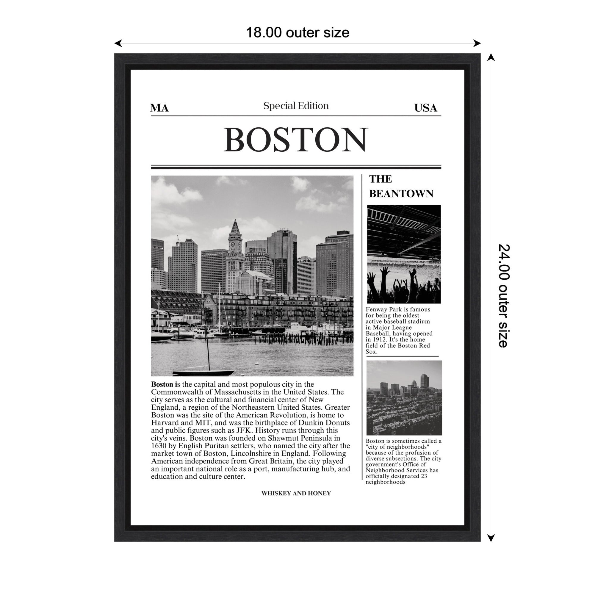 Boston Article by Megan Ryan Framed Canvas Wall Art Print