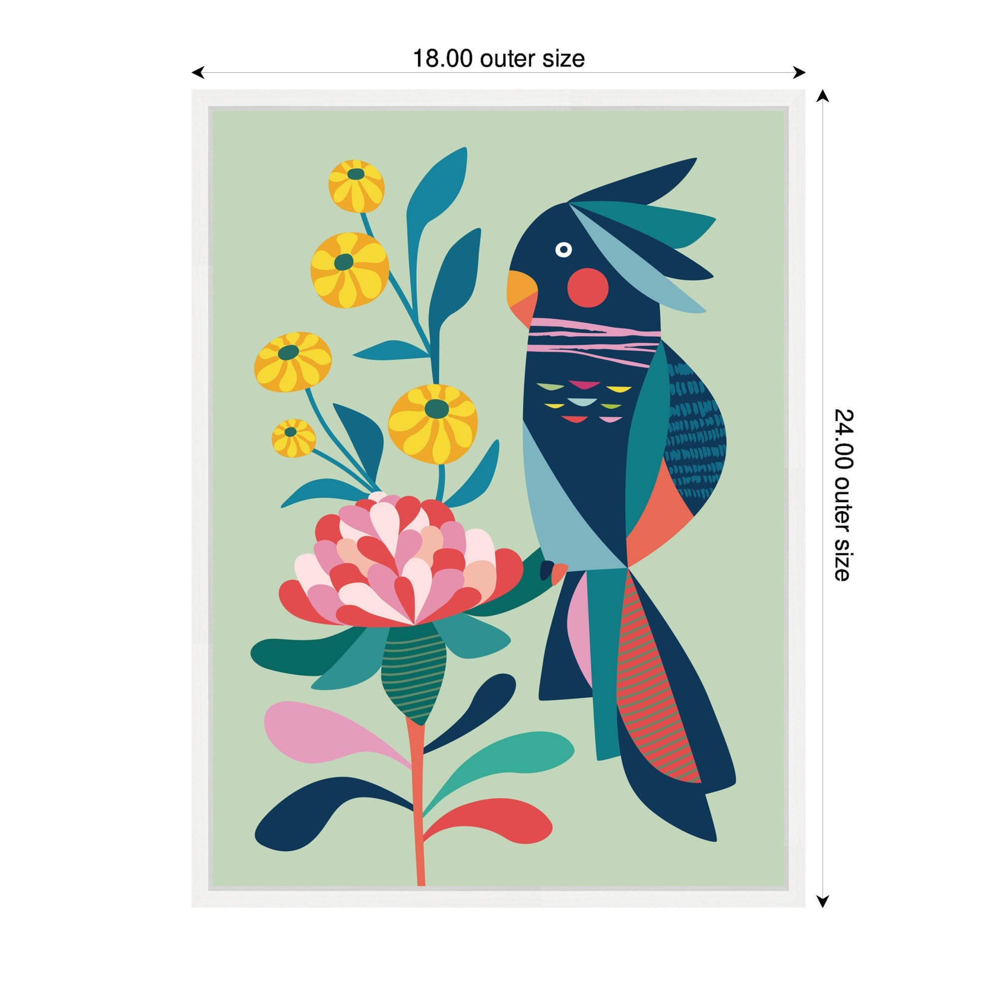 Sylvie Floral Cockatoo Framed Canvas by Rachel Lee