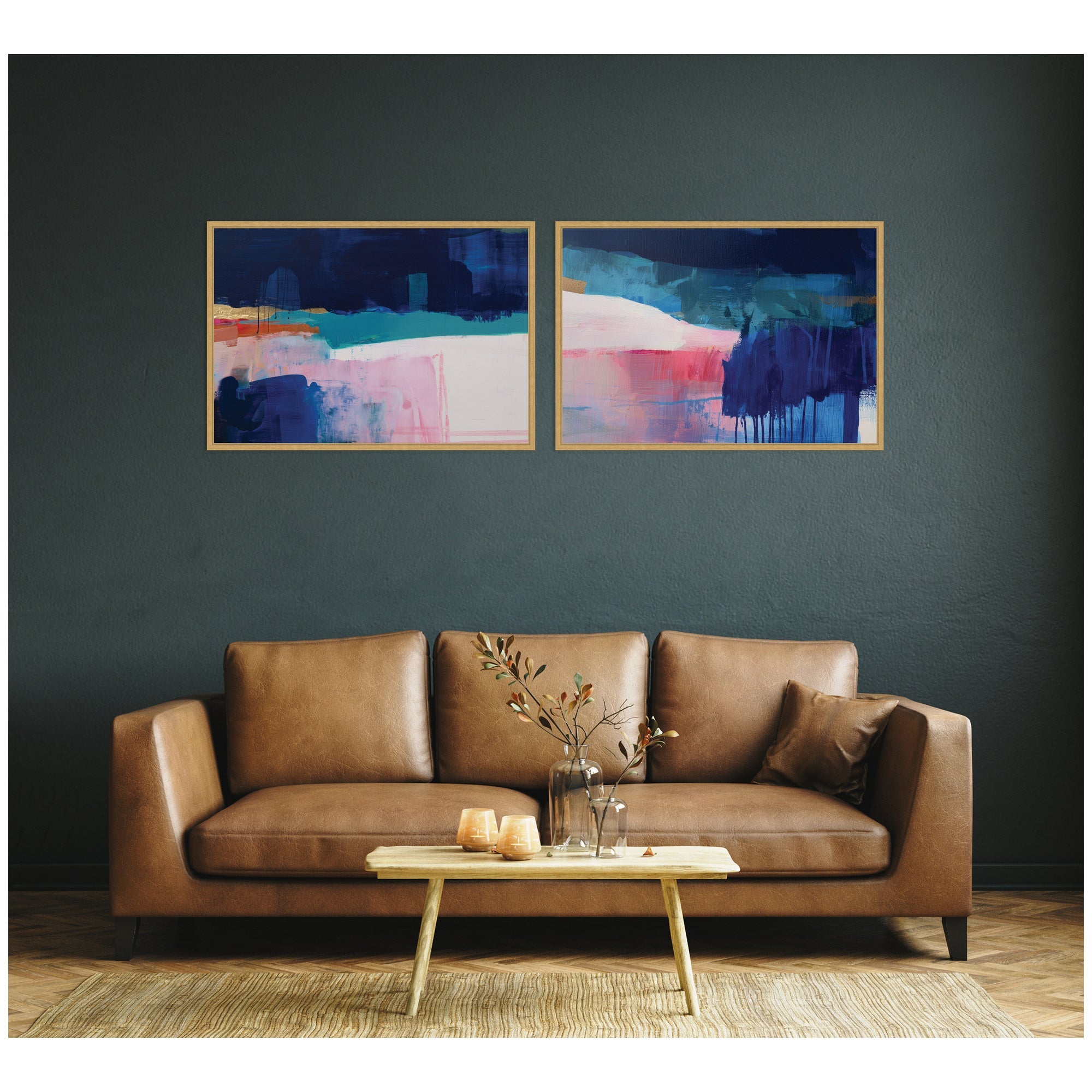 Blue Current No.
1 & No.
2 2 Piece Framed Canvas Wall Art Set by Amy Lighthall