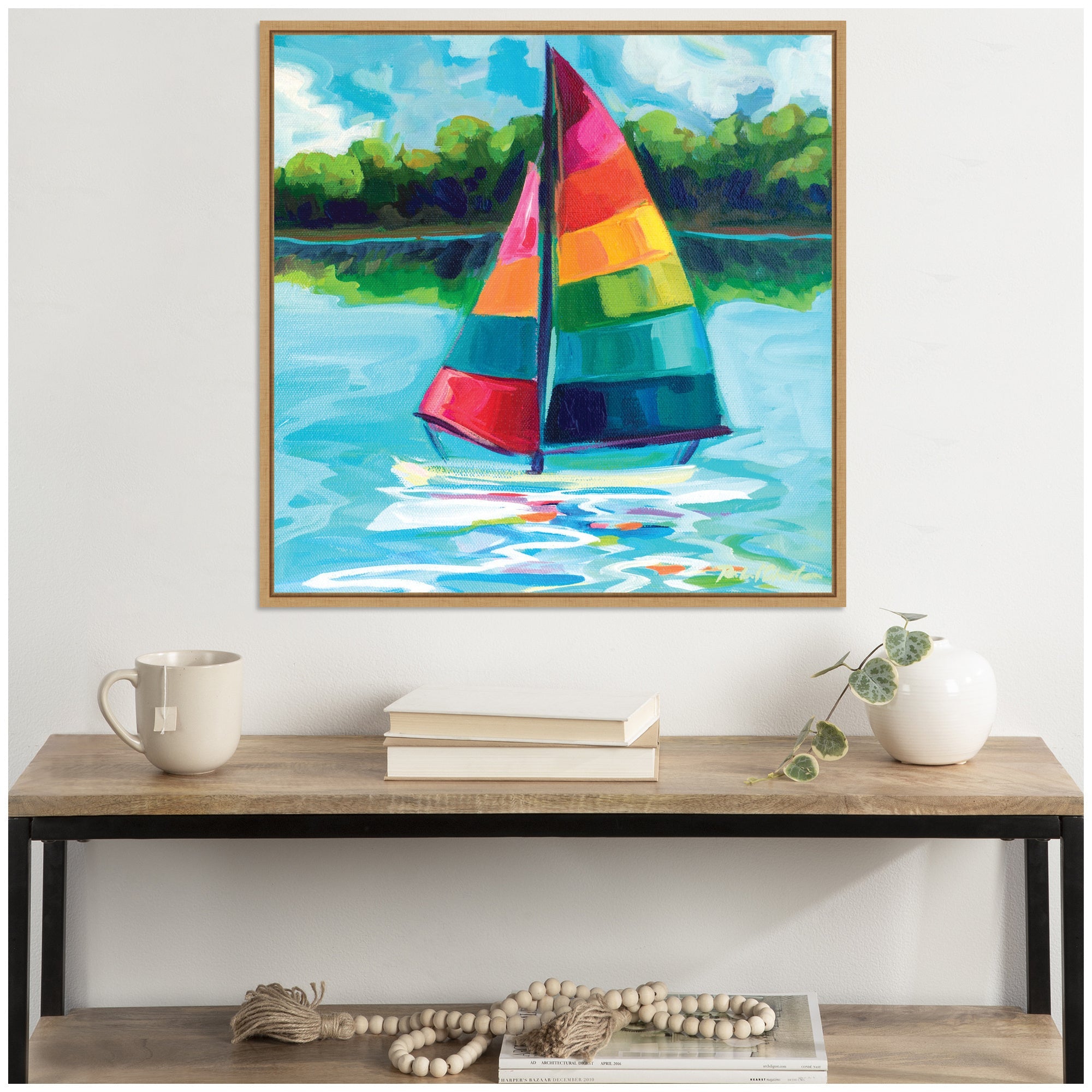 Sylvie Sunday Sailing Framed Canvas by Rachel Christopoulos