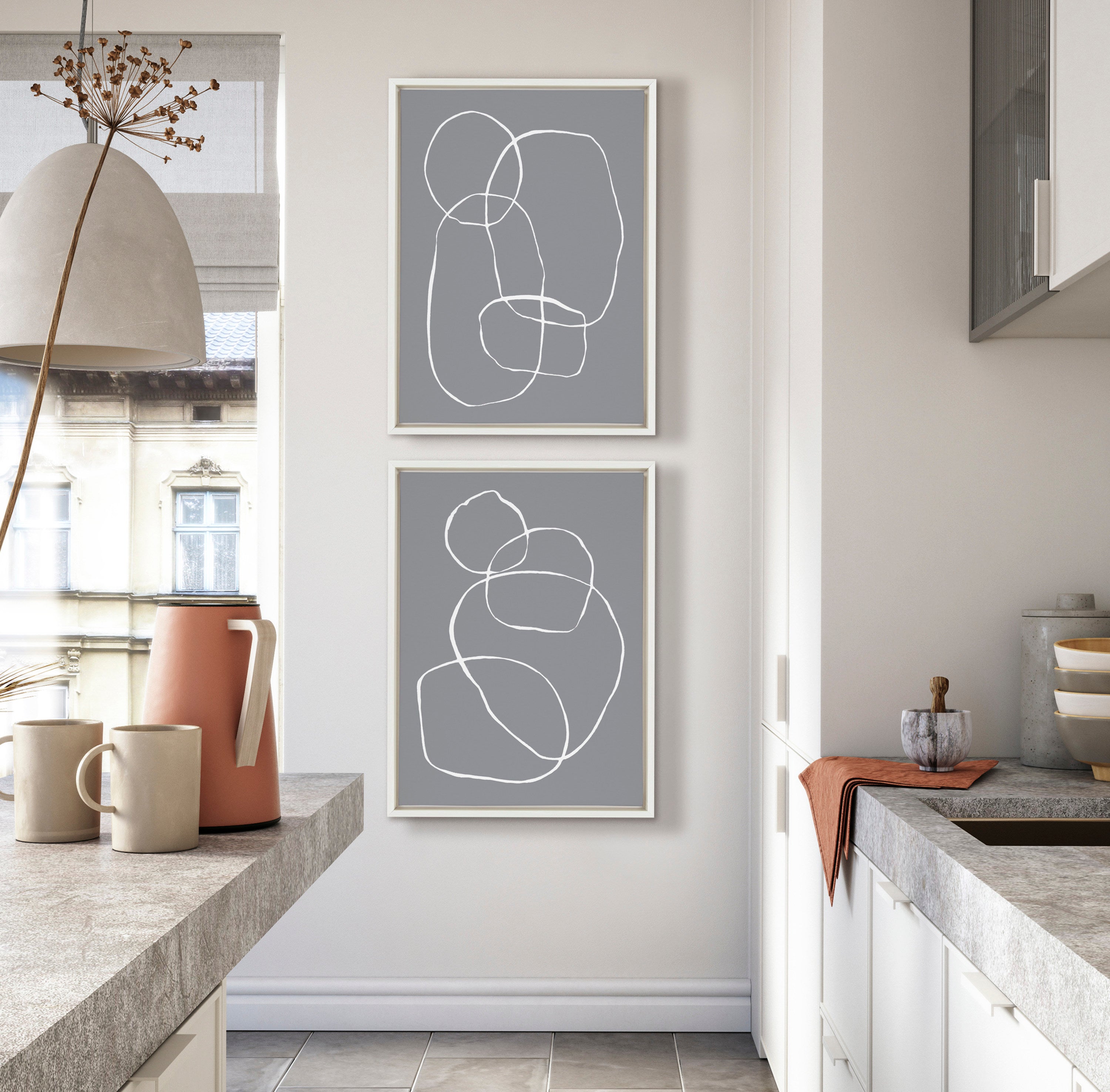 Sylvie Gray Going in Circles Framed Canvas Set by kateandlaurel - product image 14 for Resin Society