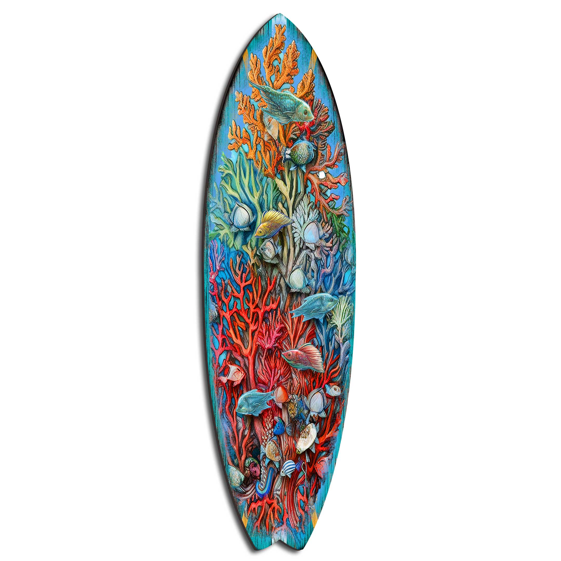 Surfboard Coastal Wall Art - Underwater Life by G. DeBrekht