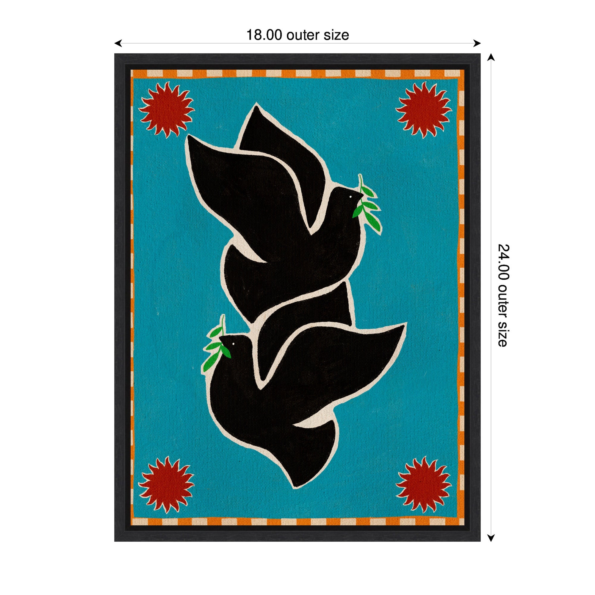 Sylvie Lush Duo 4 Birds Framed Canvas by Shatha Al Dafai