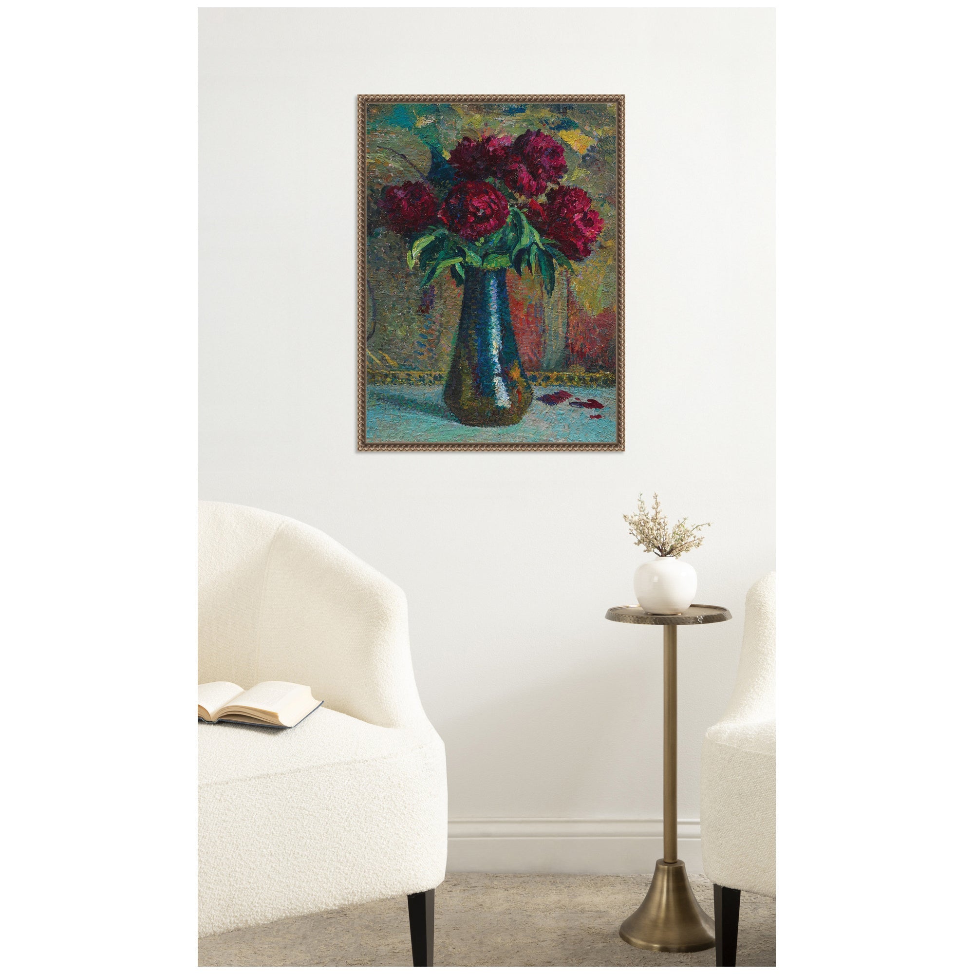 Pivoines rouges dans un vase Dalpayrat by Henri Martin framed canvas print