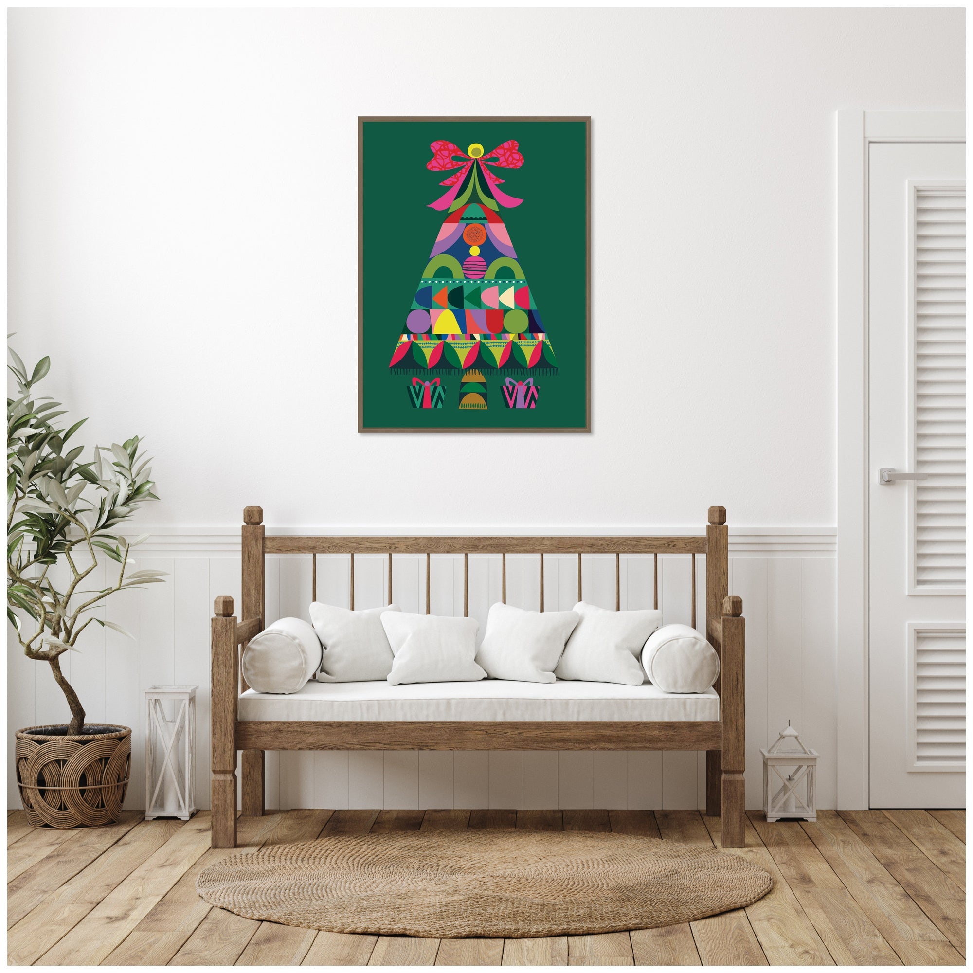 Sylvie Framed Canvas Geometric Christmas Tree by Rachel Lee