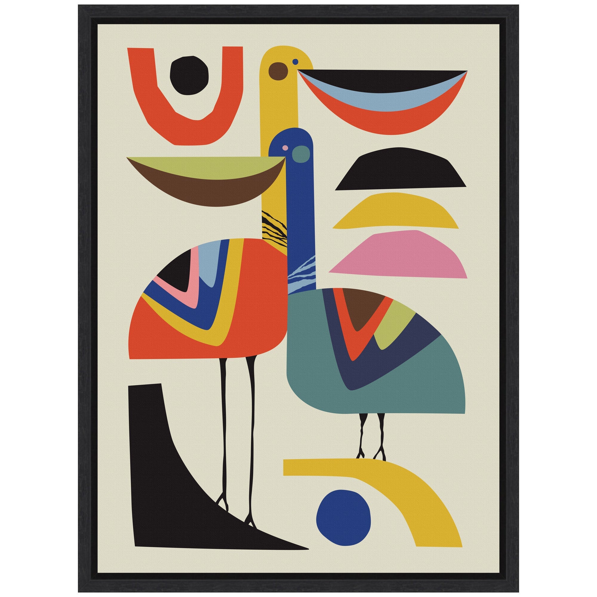 Sylvie Pelican Love Framed Canvas by Rachel Lee