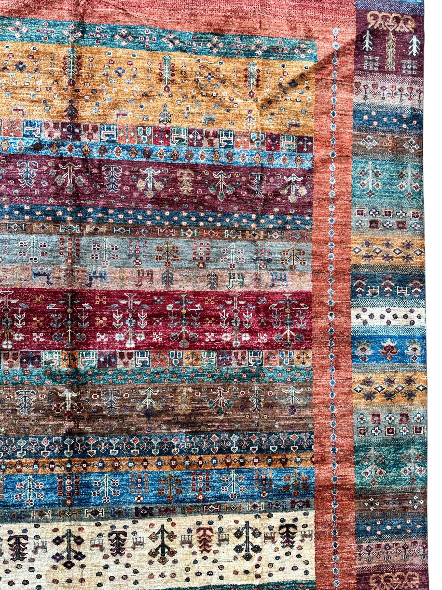 Afghani Khorjin Wool Rug – 7' x 9'10" – Vibrant Geometric & Tribal by Rugistan - product image 10 for Resin Society