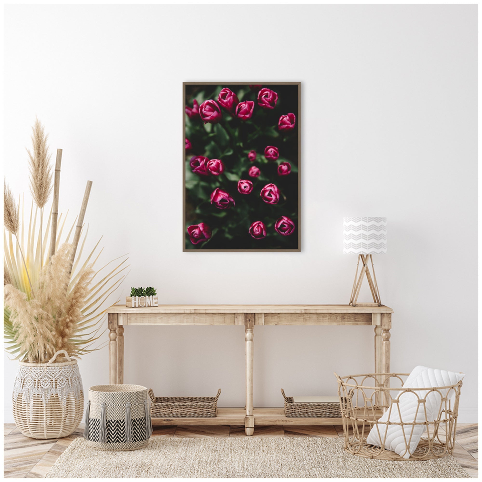 Sylvie Moody Dark Pink Tulips in Bloom Framed Canvas by Patricia Hasz