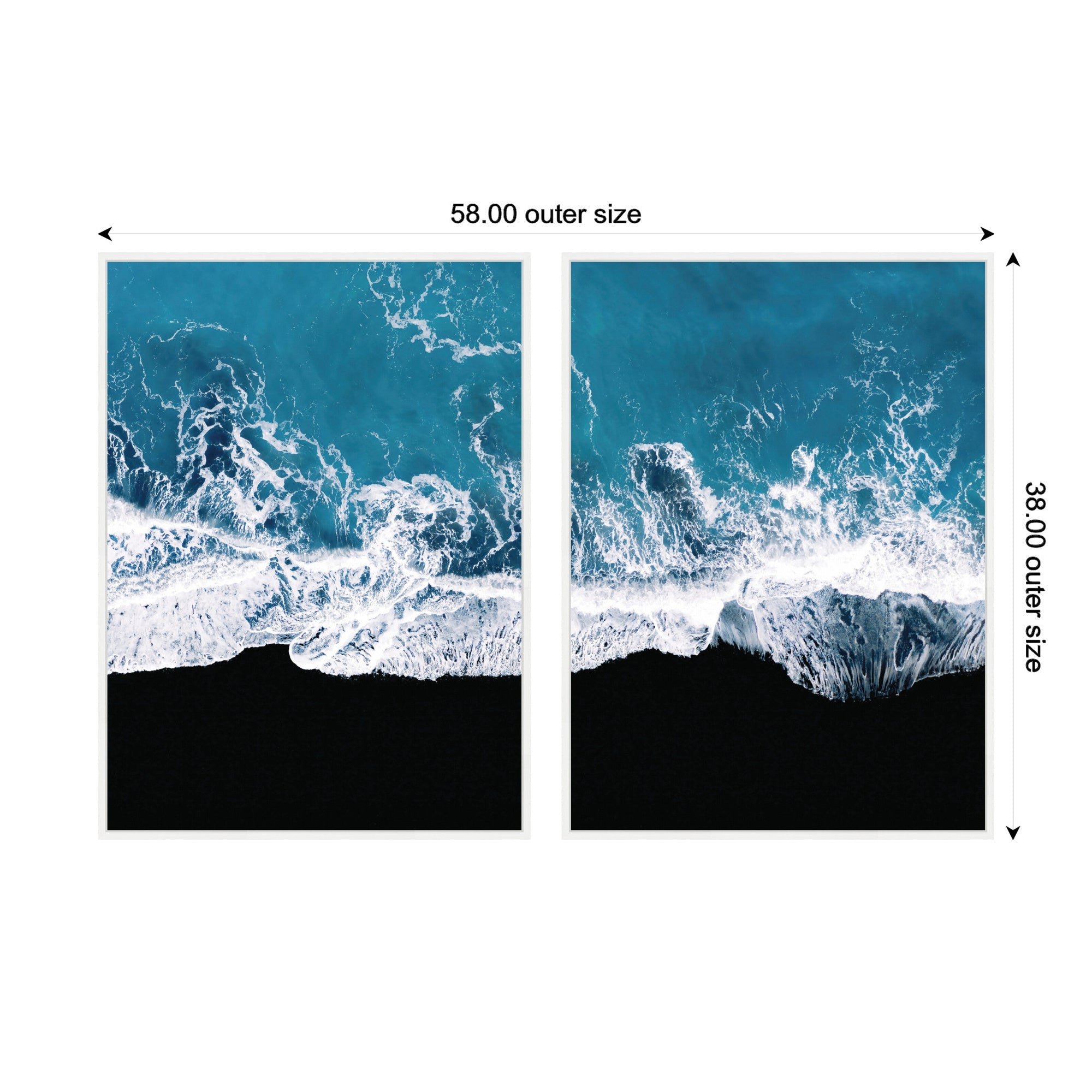 Sylvie Minimalist Ocean Waves on Beach Framed Canvas Art Set by Michael Schauer