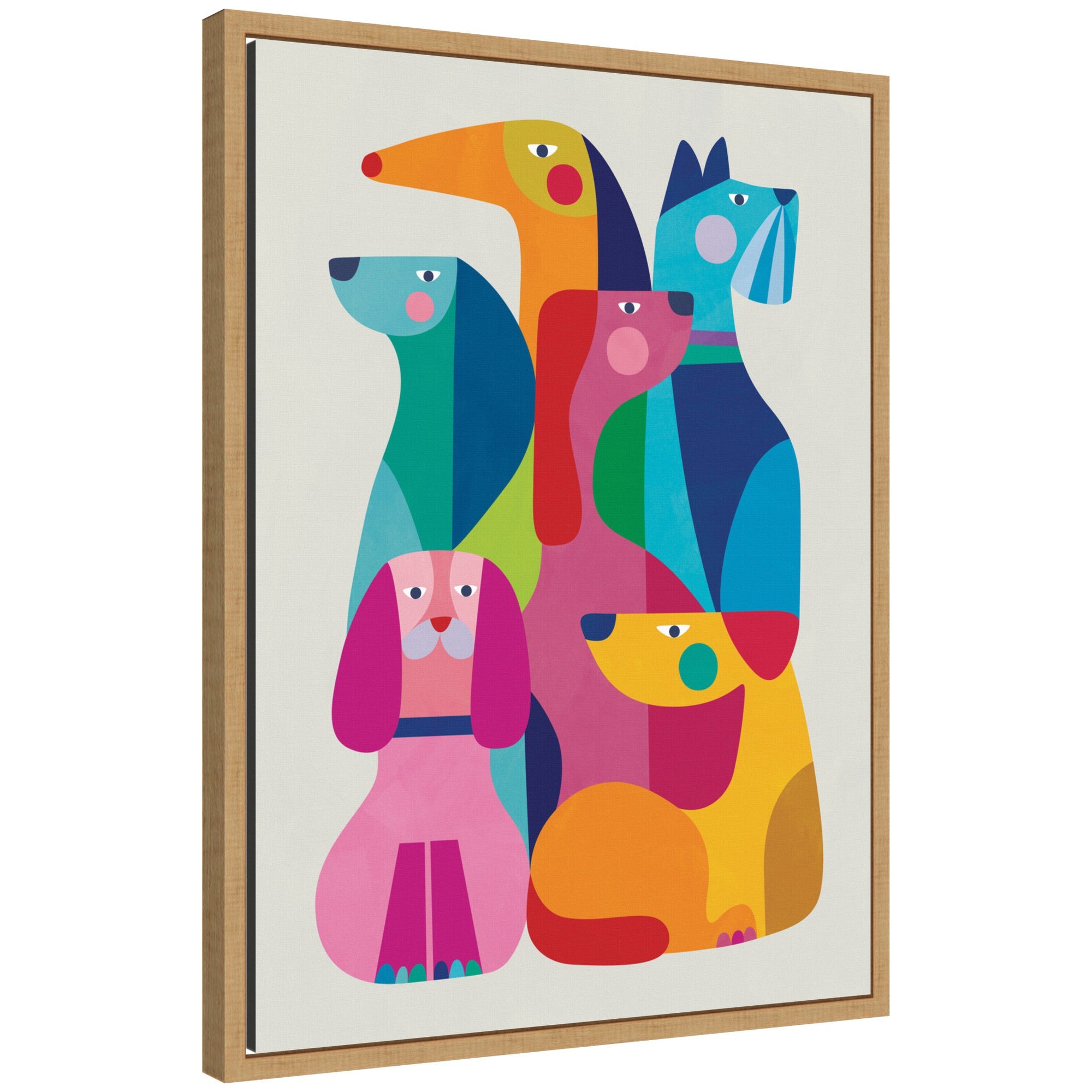 Modern Abstract Dogs by Rachel Lee in Sylvie designer frame hanging on wall
