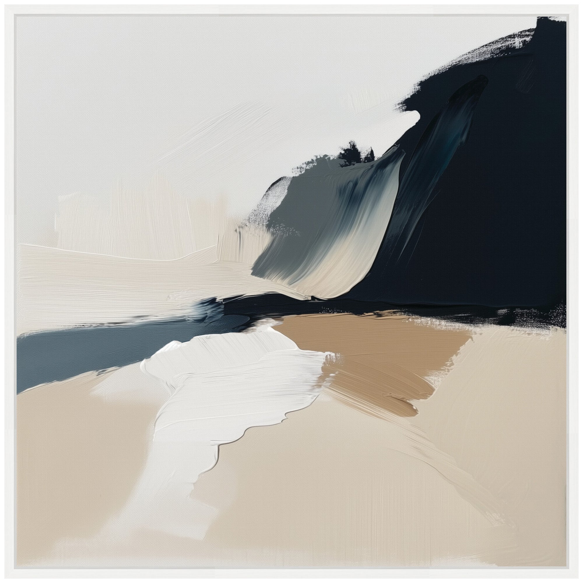 Sylvie Coastal Sand Modern Abstract Landscape II Framed Canvas