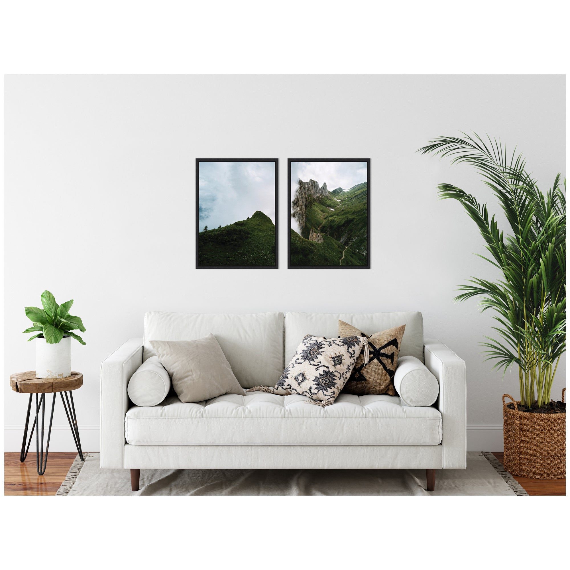 Sylvie Mountain Ridge and Green Meadow Framed Canvas Art Set by Michael Schauer