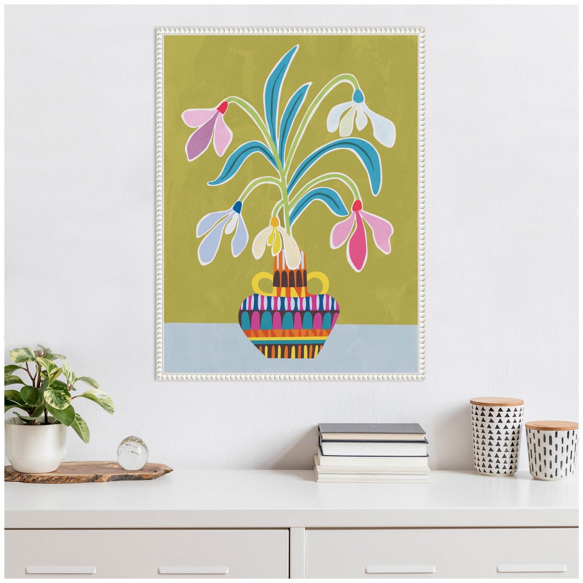 Sylvie Snowdrops the January Birth Flower Framed Canvas by Rachel Lee