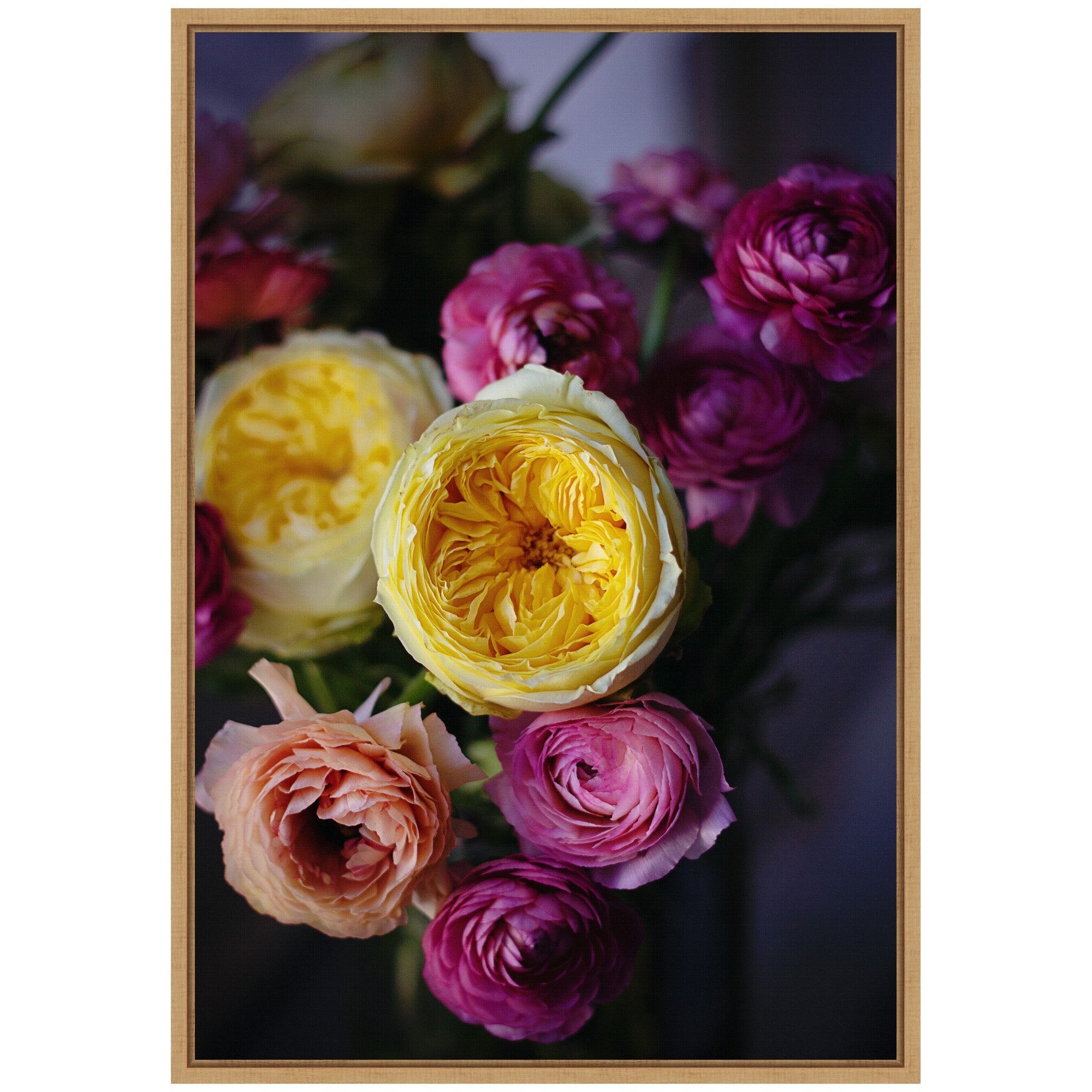 Sylvie Stunning Yellow and Pink Flower Bouquet Framed Canvas by Kristy Campbell
