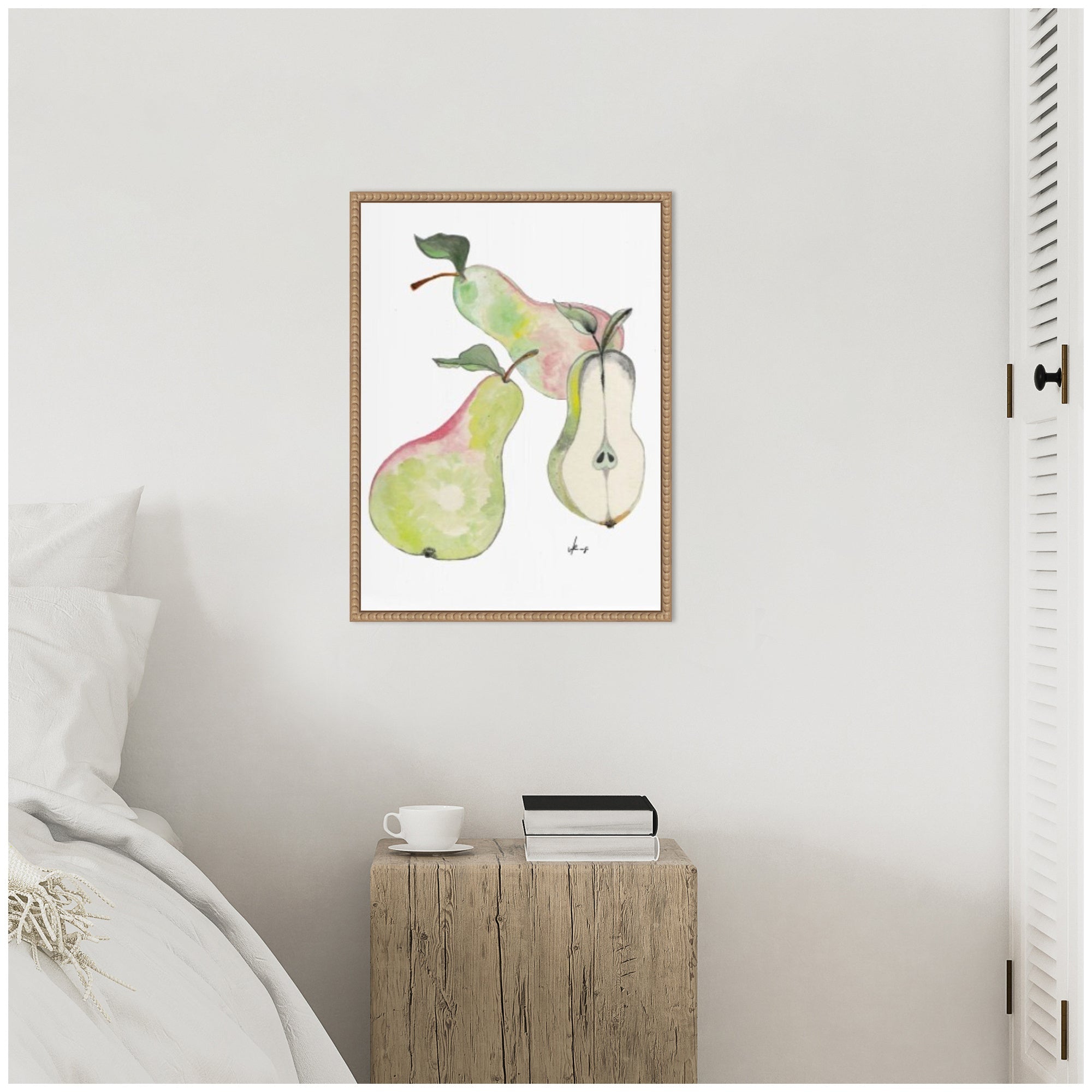 Sylvie Watercolor Green Pears Framed Canvas by Viola Kreczmer