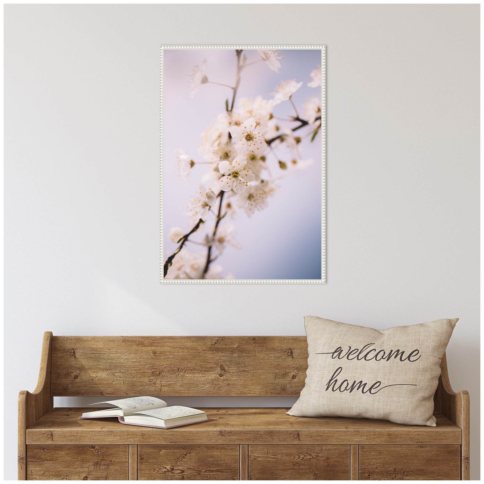 Sylvie Nature White Floral Blooms Framed Canvas by Patricia Hasz