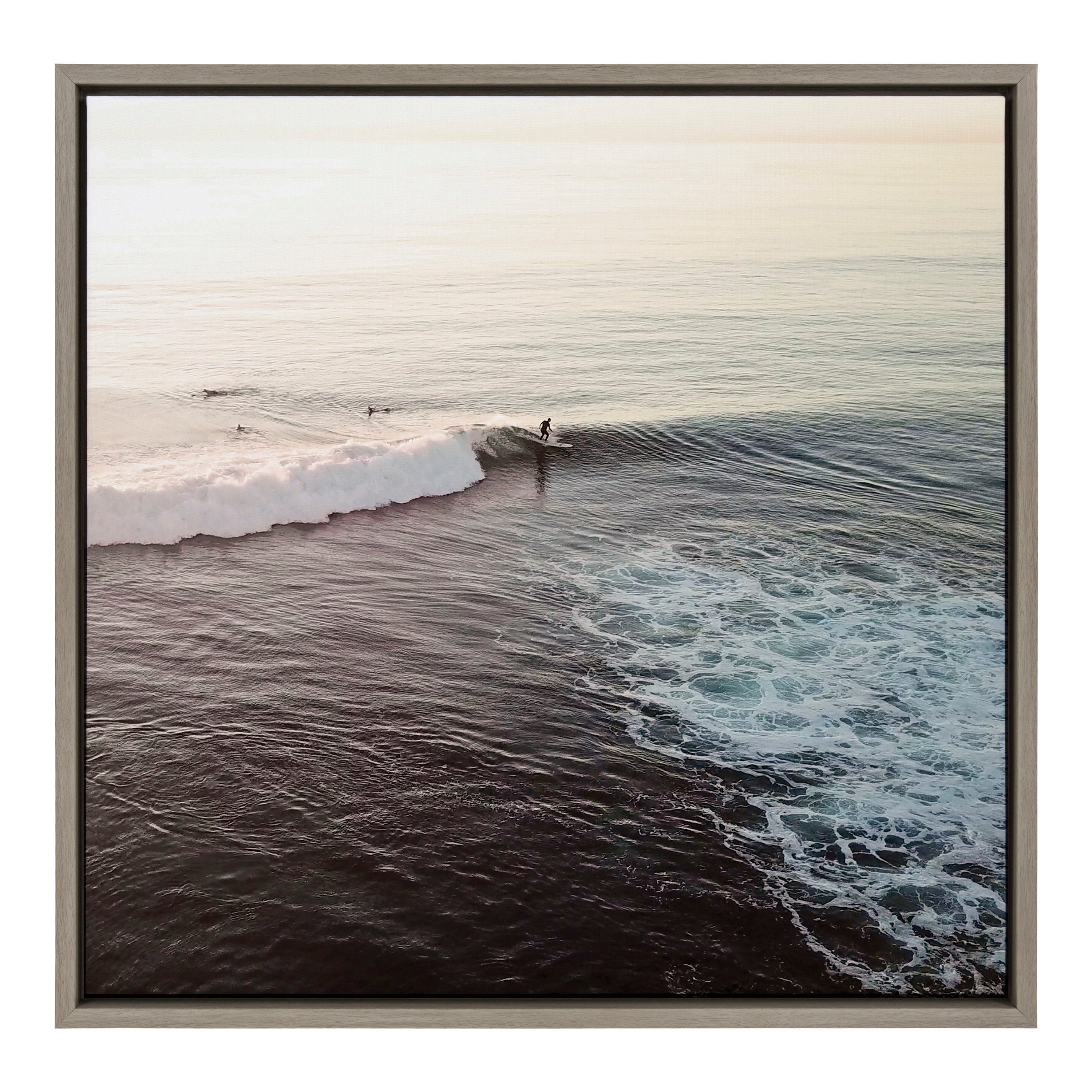 Sylvie La Jolla 1 Framed Canvas by Rachel Bolgov showing a coastal beachscape print in a modern lightweight polystyrene frame