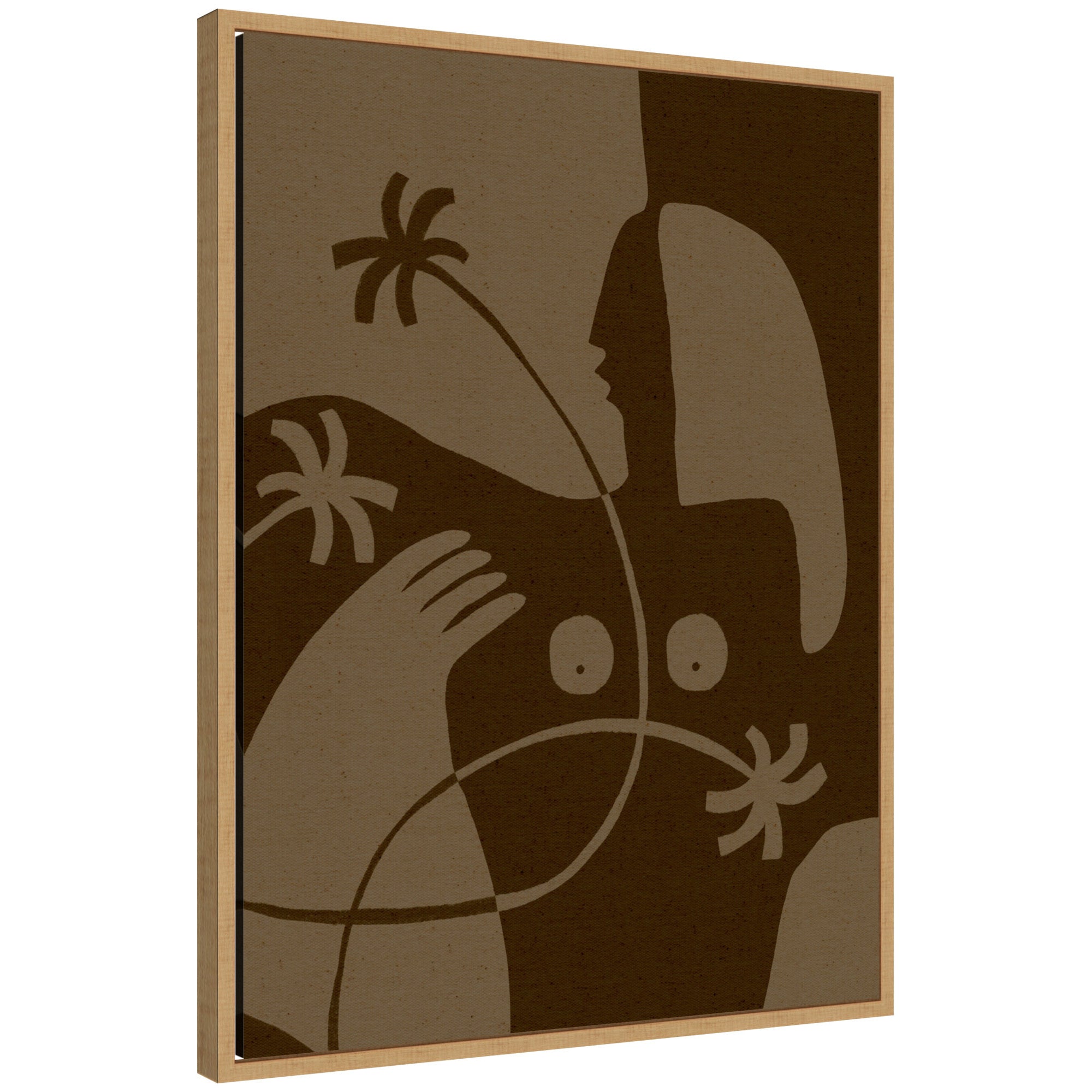 Sylvie The Land Story 6 abstract framed canvas art by Shatha Al Dafai showing flowing shapes in earthy and cool tones.