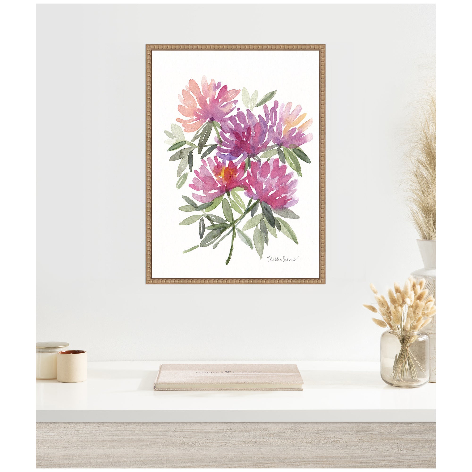 Sylvie Abstract Watercolor Pink Floral Framed Canvas by Patricia Shaw