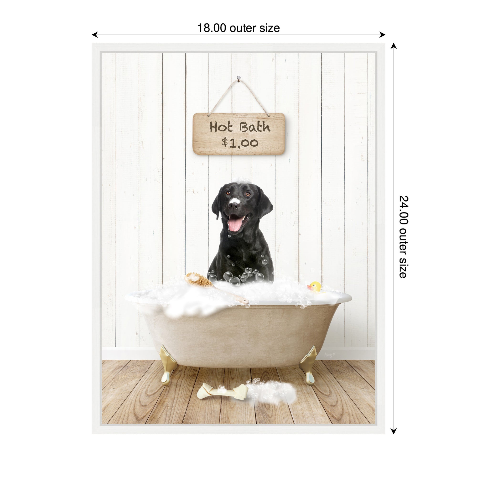 Sylvie Black Lab in Farmhouse Hot Bath Framed Canvas by Amy Peterson