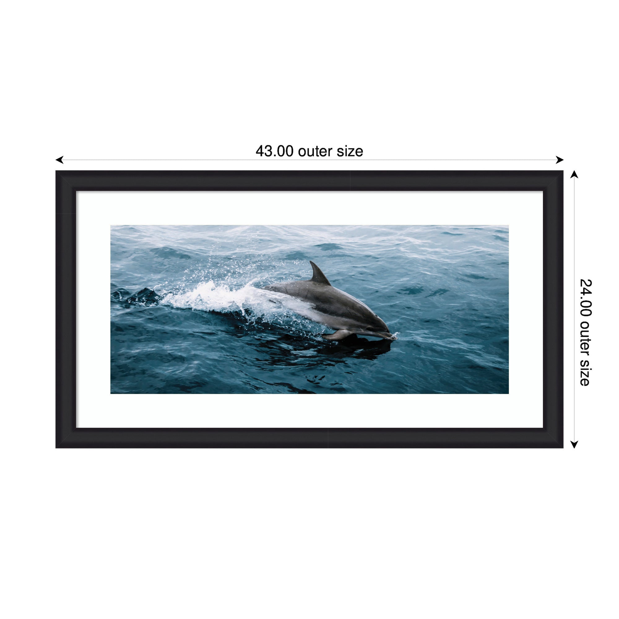 Framed Art Dolphin Skipping along in the Ocean Panel by Michael Schauer