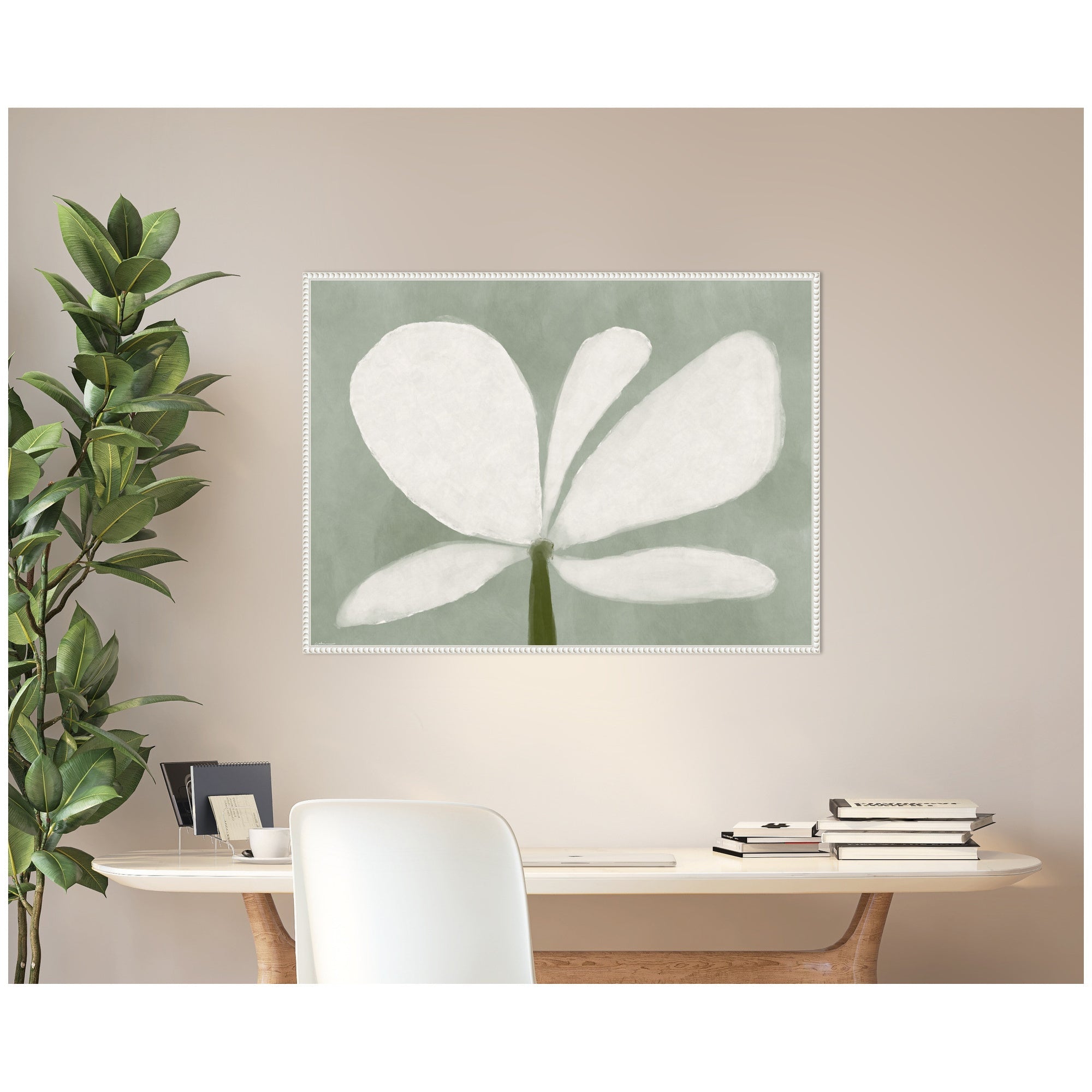 White Floral No.
2 by Gabrielly Guedes Framed Canvas Wall Art Print