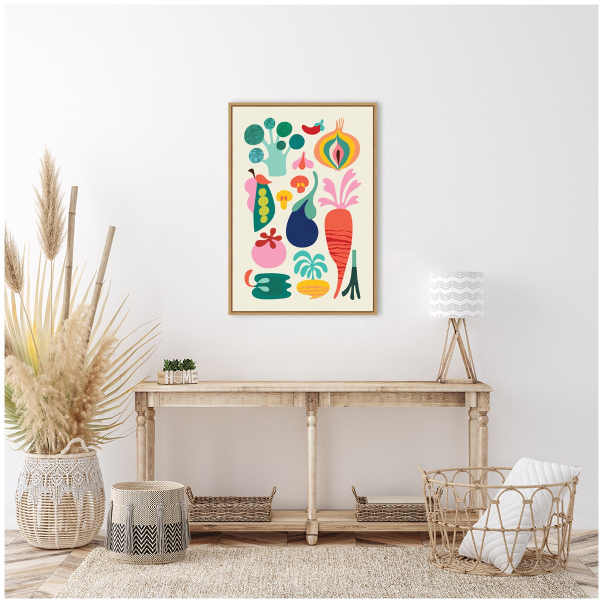 Sylvie Modern Colorful Abstract Veggies Framed Canvas by Rachel Lee
