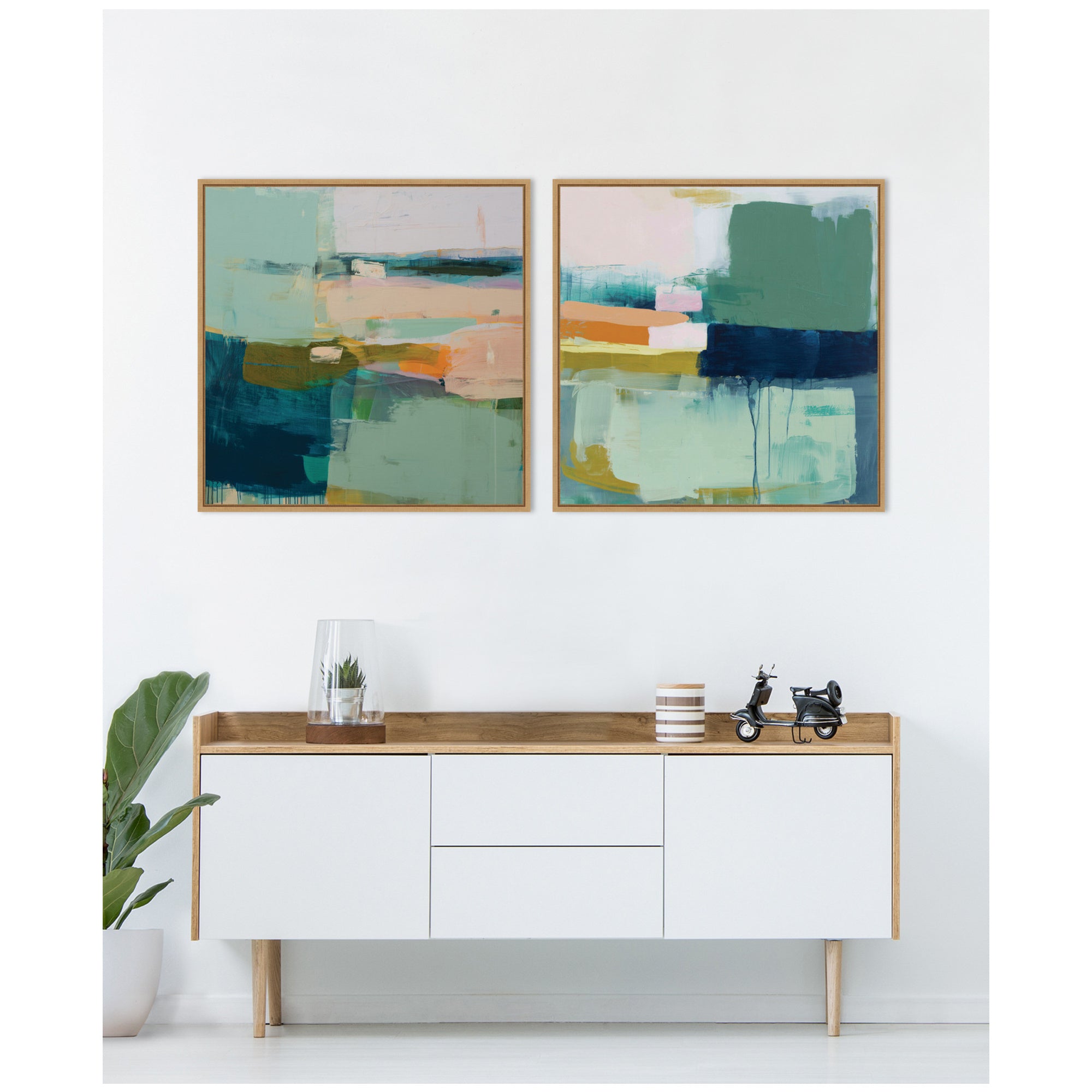 Color Block No.
1 & No.
2 2 Piece Framed Canvas Wall Art Set by Amy Lighthall