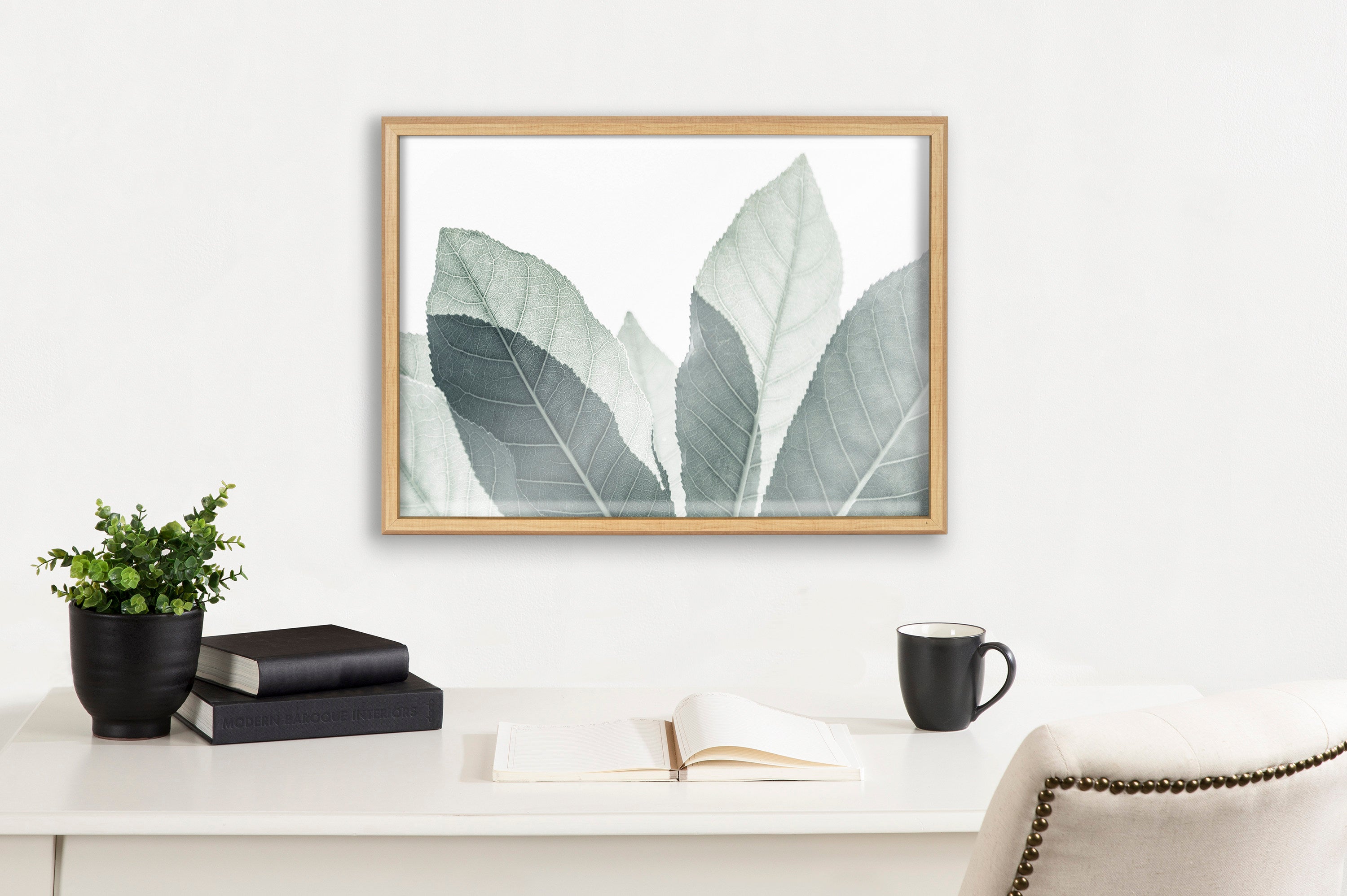 Blake Modern Green Leaf Botanical III Framed Printed Glass by The by kateandlaurel - product image 7 for Resin Society