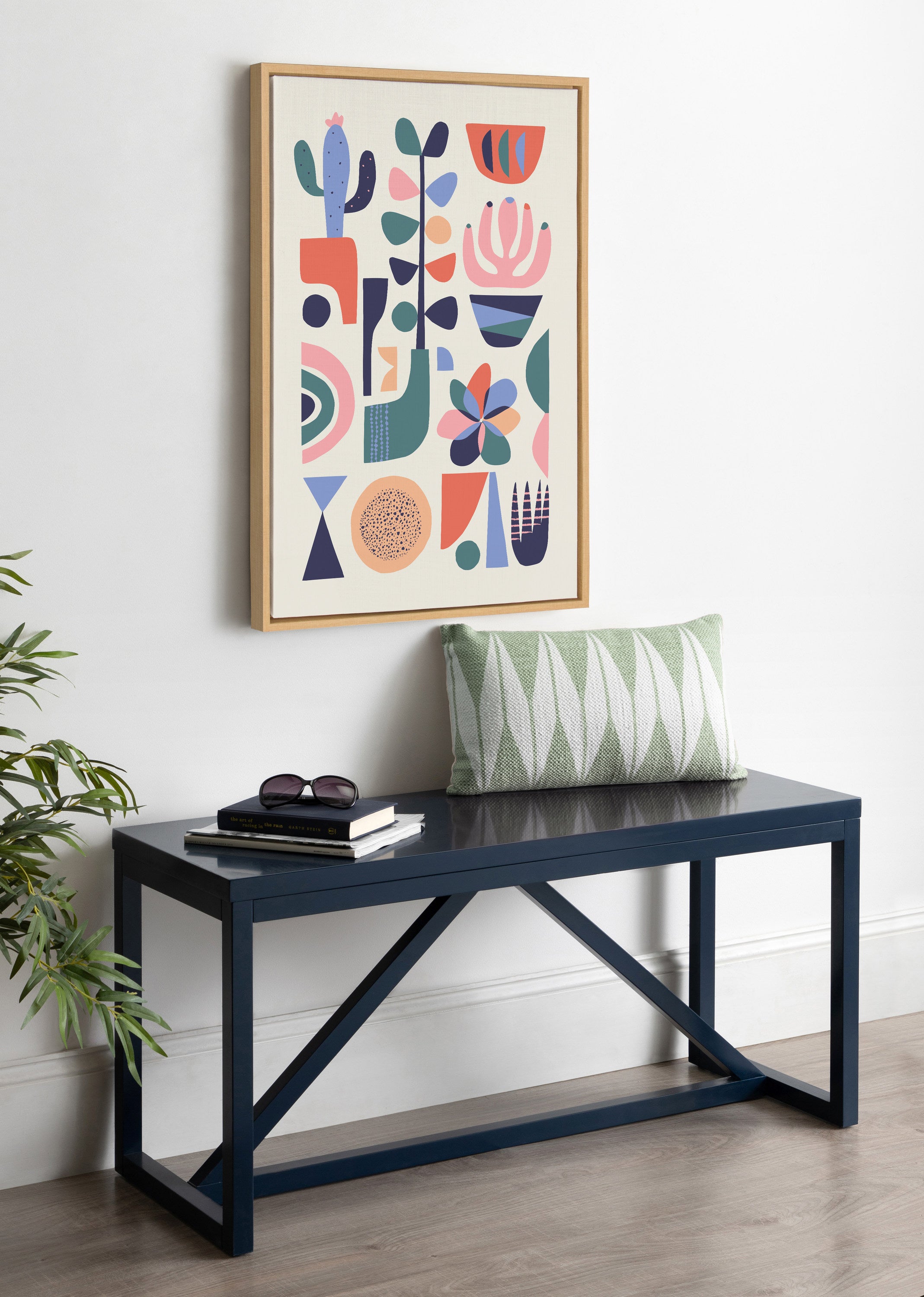 Sylvie Mid Century Succulents Framed Canvas