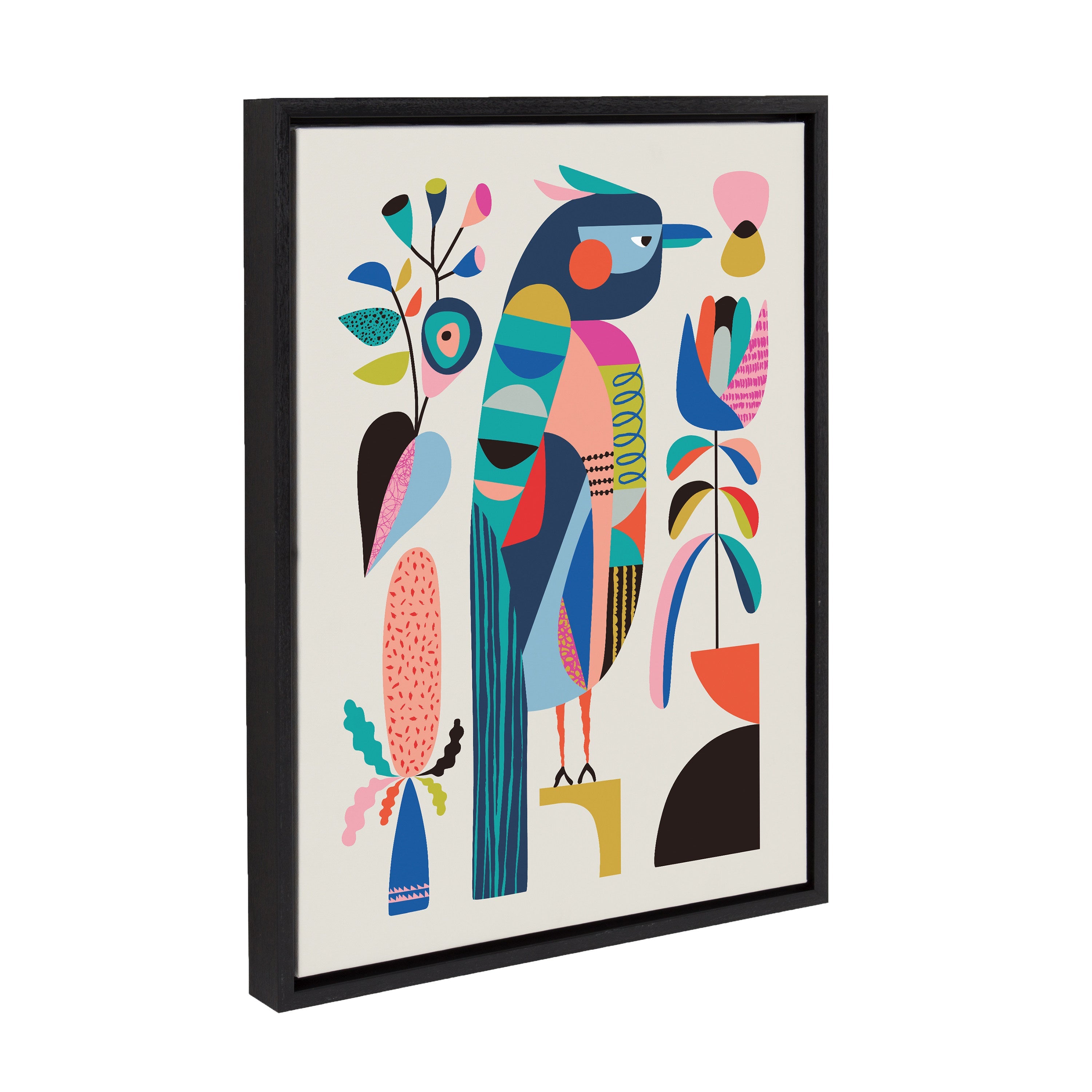 Sylvie Mid Century Modern Kookaburra Framed Canvas by kateandlaurel - product image 13 for Resin Society