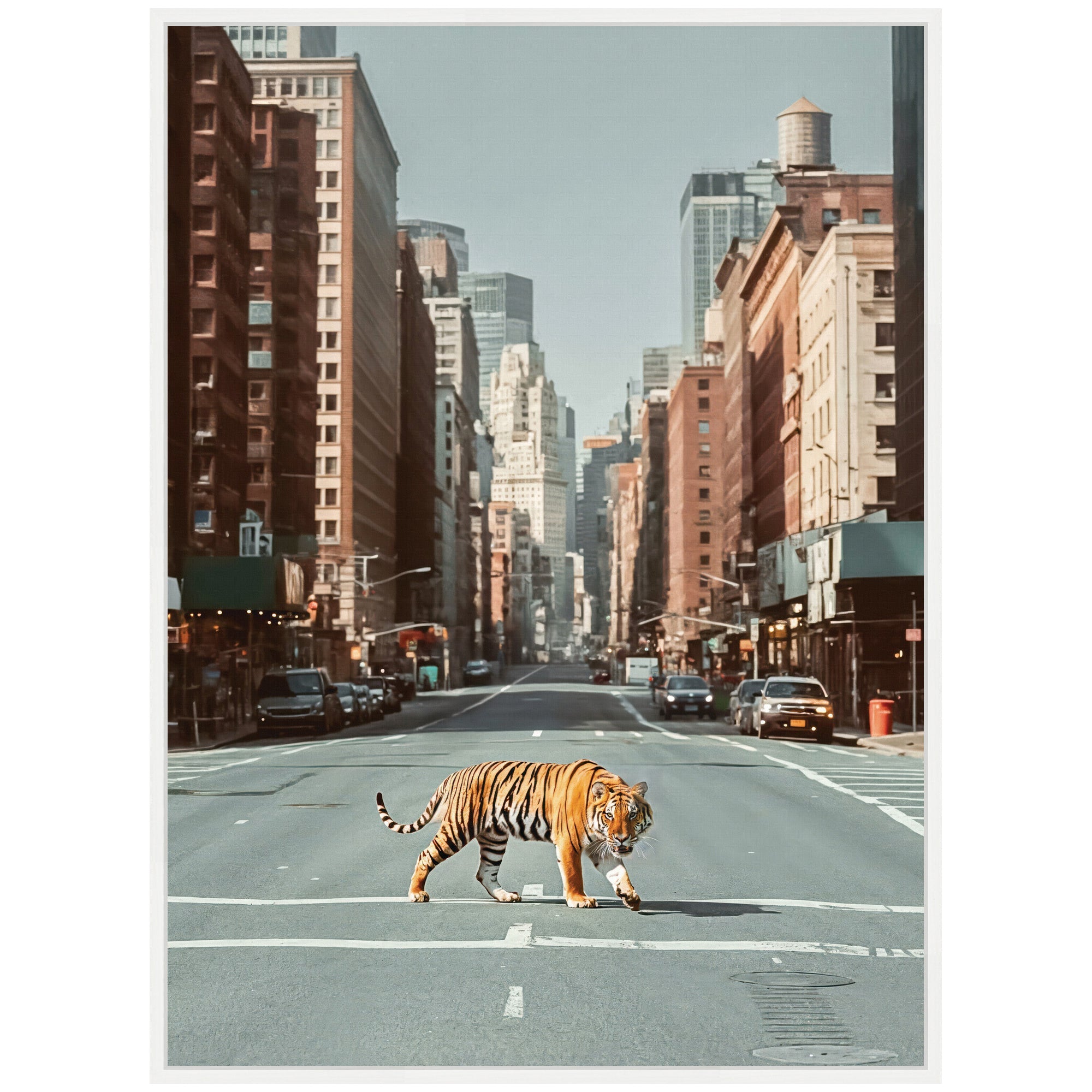 Sylvie Urban Tiger in the City Framed Canvas by Michael Schauer