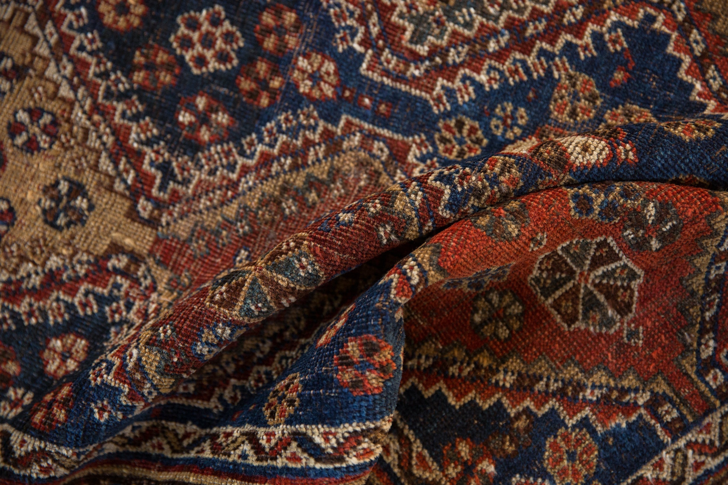 4x4.5 Antique Qashqai Square Rug by Old New House® - product image 9 for Resin Society