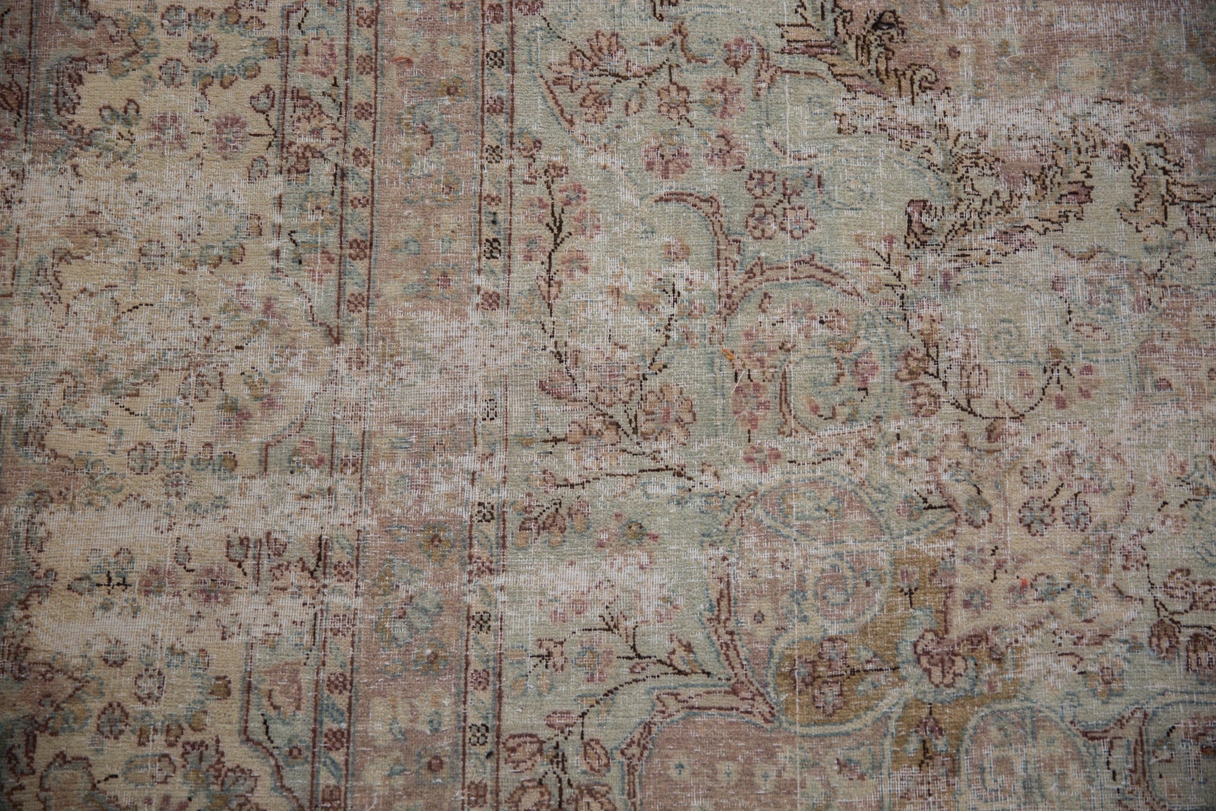 9.5x10 Vintage Fine Distressed Cyrus Crown® Kerman Square Carpet by Old New House® - product image 12 for Resin Society
