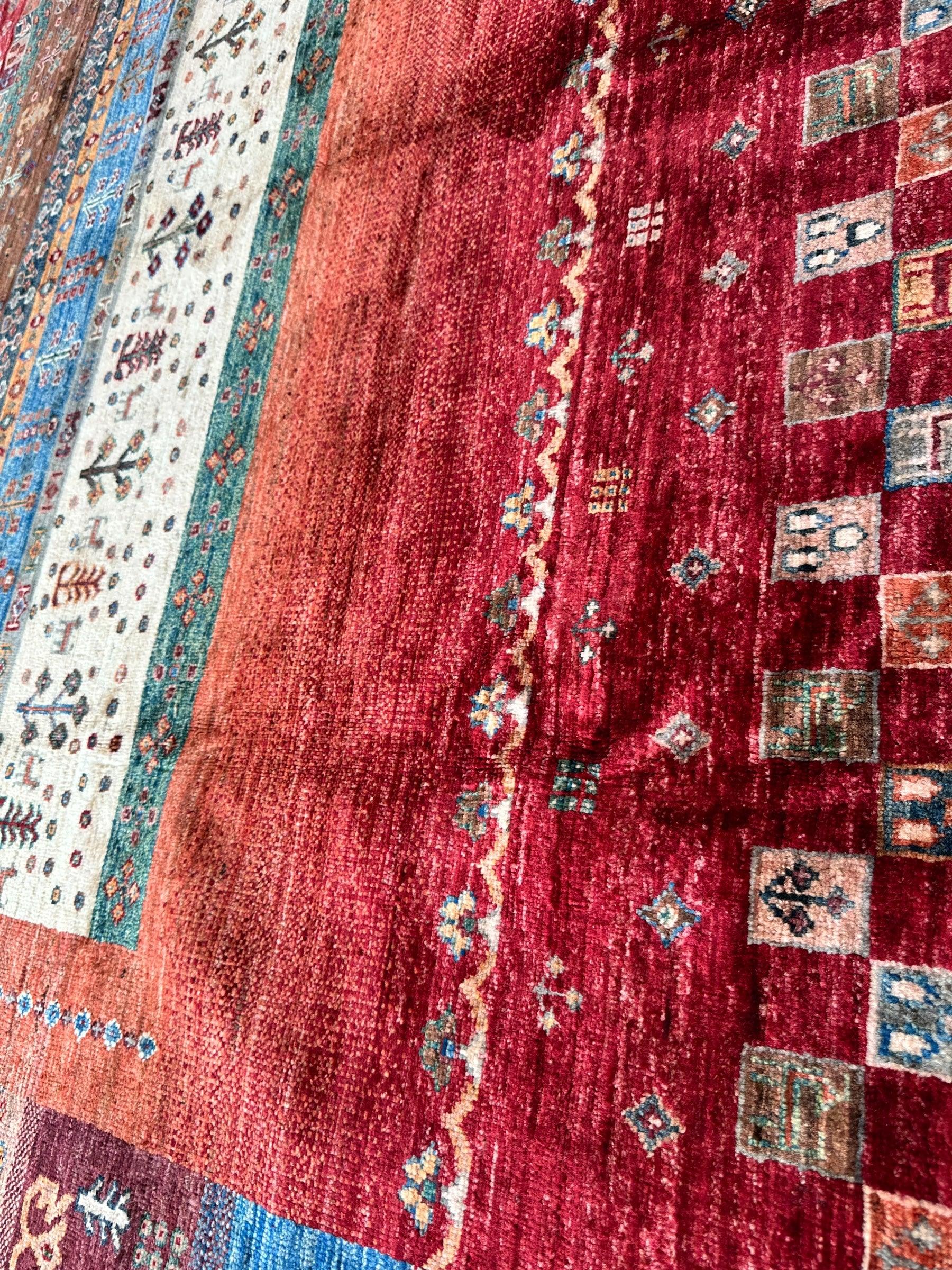 Afghani Khorjin Wool Rug – 7' x 9'10" – Vibrant Geometric & Tribal by Rugistan - product image 13 for Resin Society