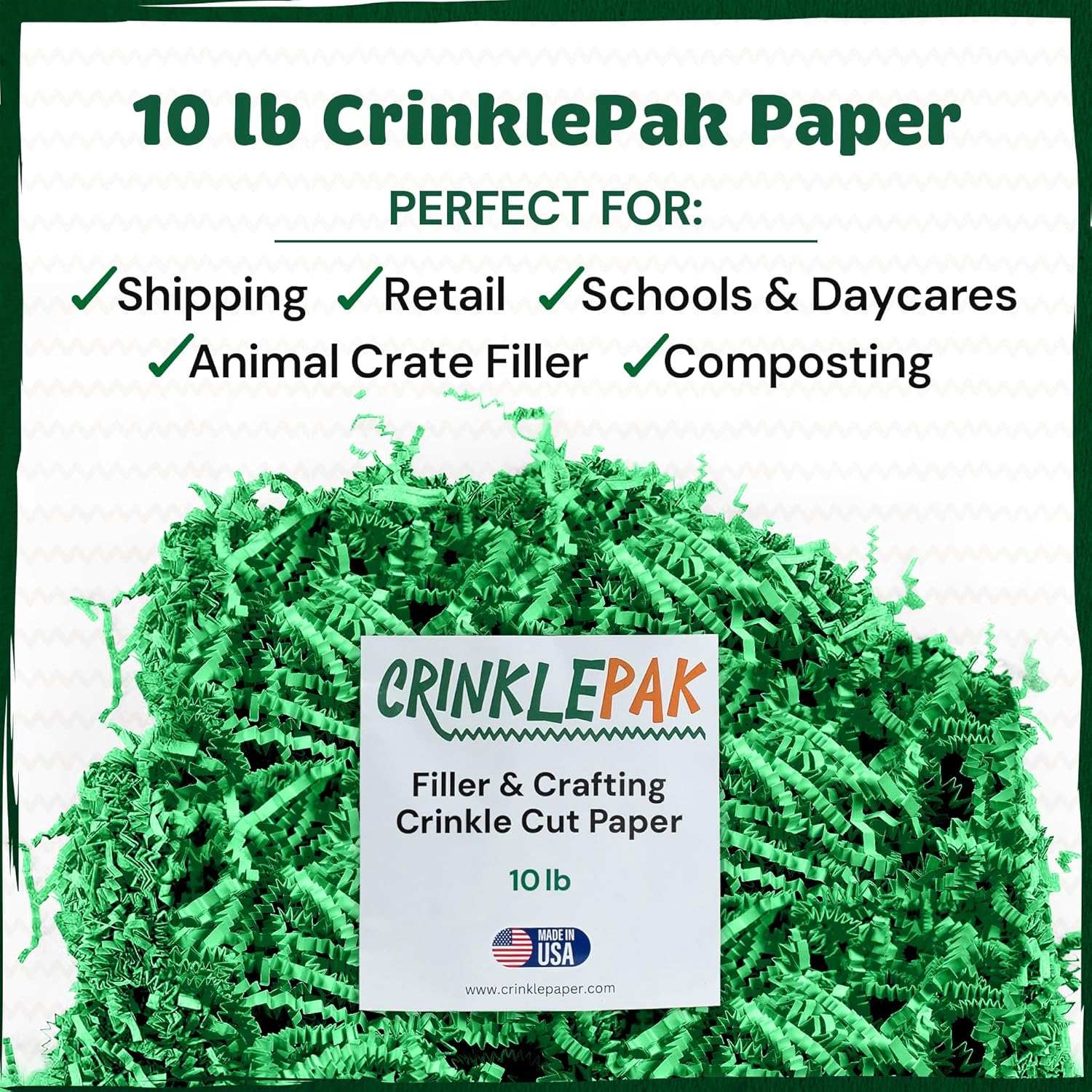 10 LB Green Crinkle Paper Shred by CrinklePak - product image 2 for Resin Society