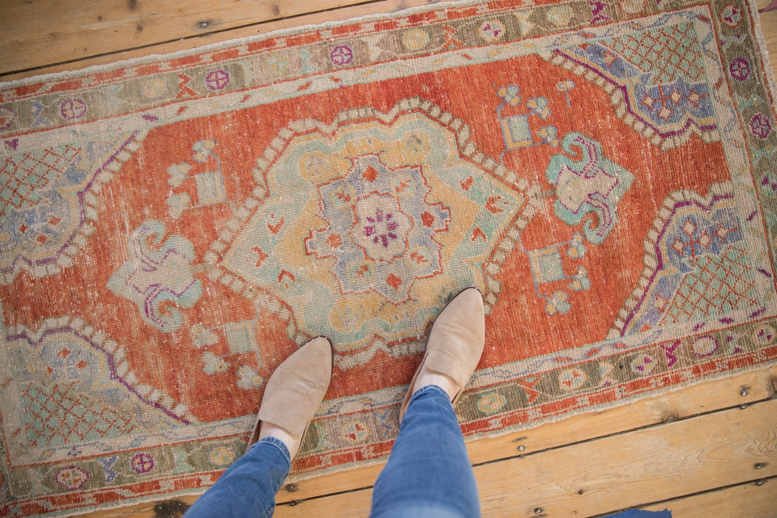 2.5x5 Vintage Distressed Oushak Rug Runner by Old New House® - product image 2 for Resin Society
