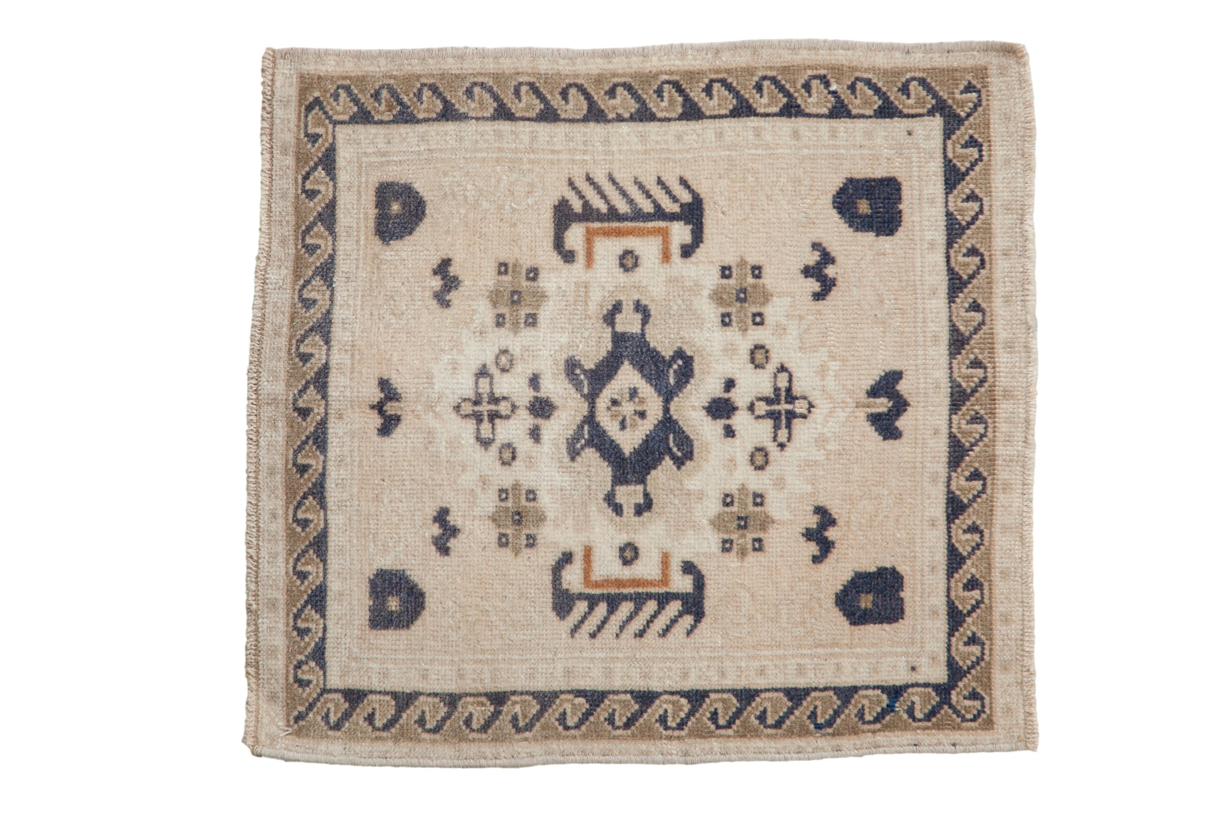 2x2 Vintage Distressed Oushak Square Rug Mat