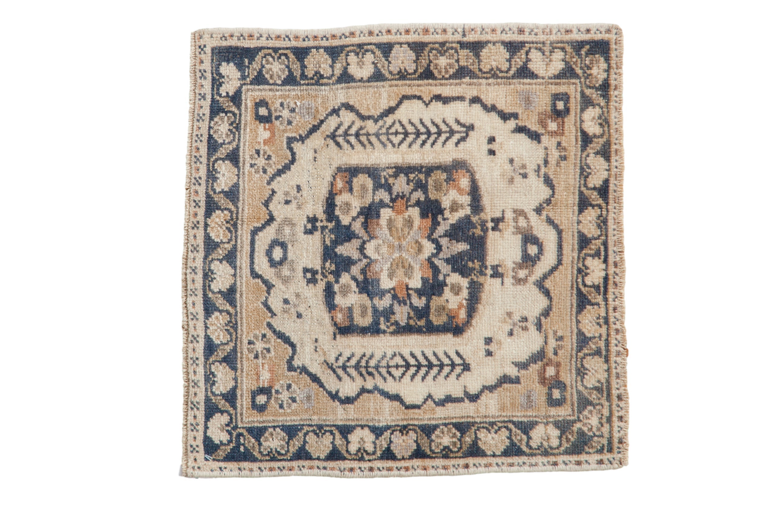 2x2 Vintage Distressed Oushak Square Rug Mat