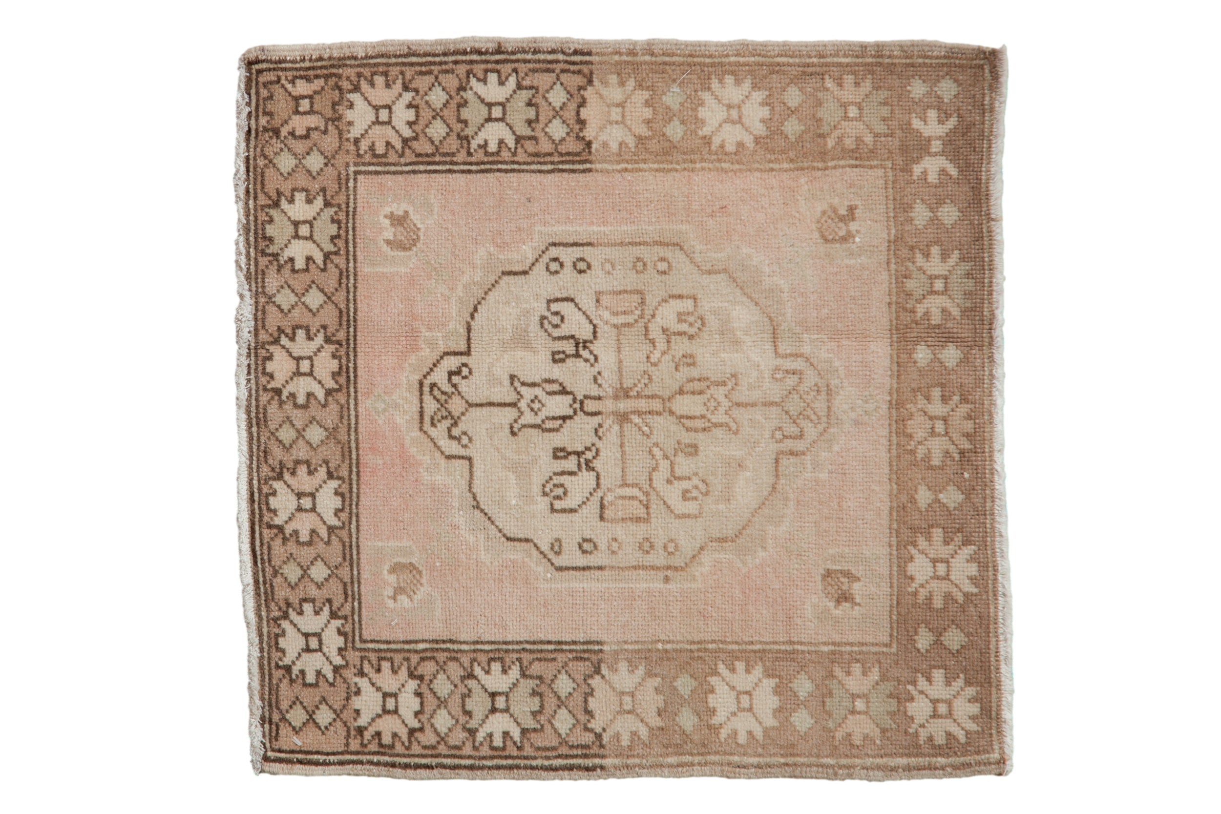 2x2 Vintage Distressed Oushak Square Rug Mat