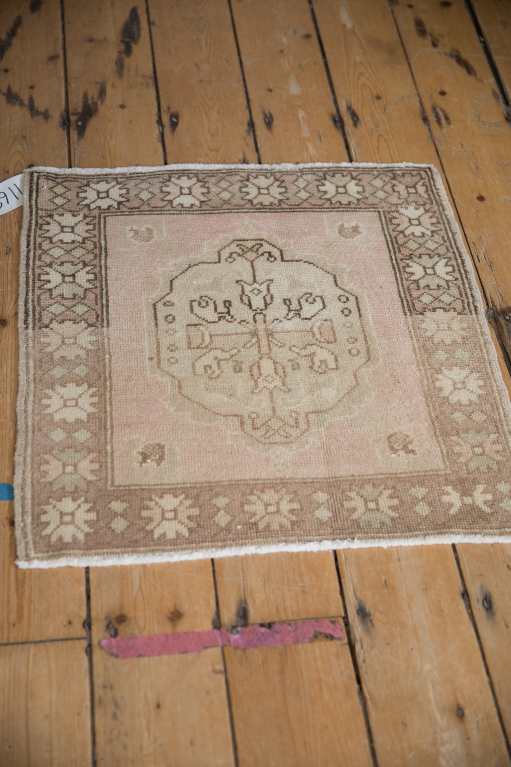 2x2 Vintage Distressed Oushak Square Rug Mat