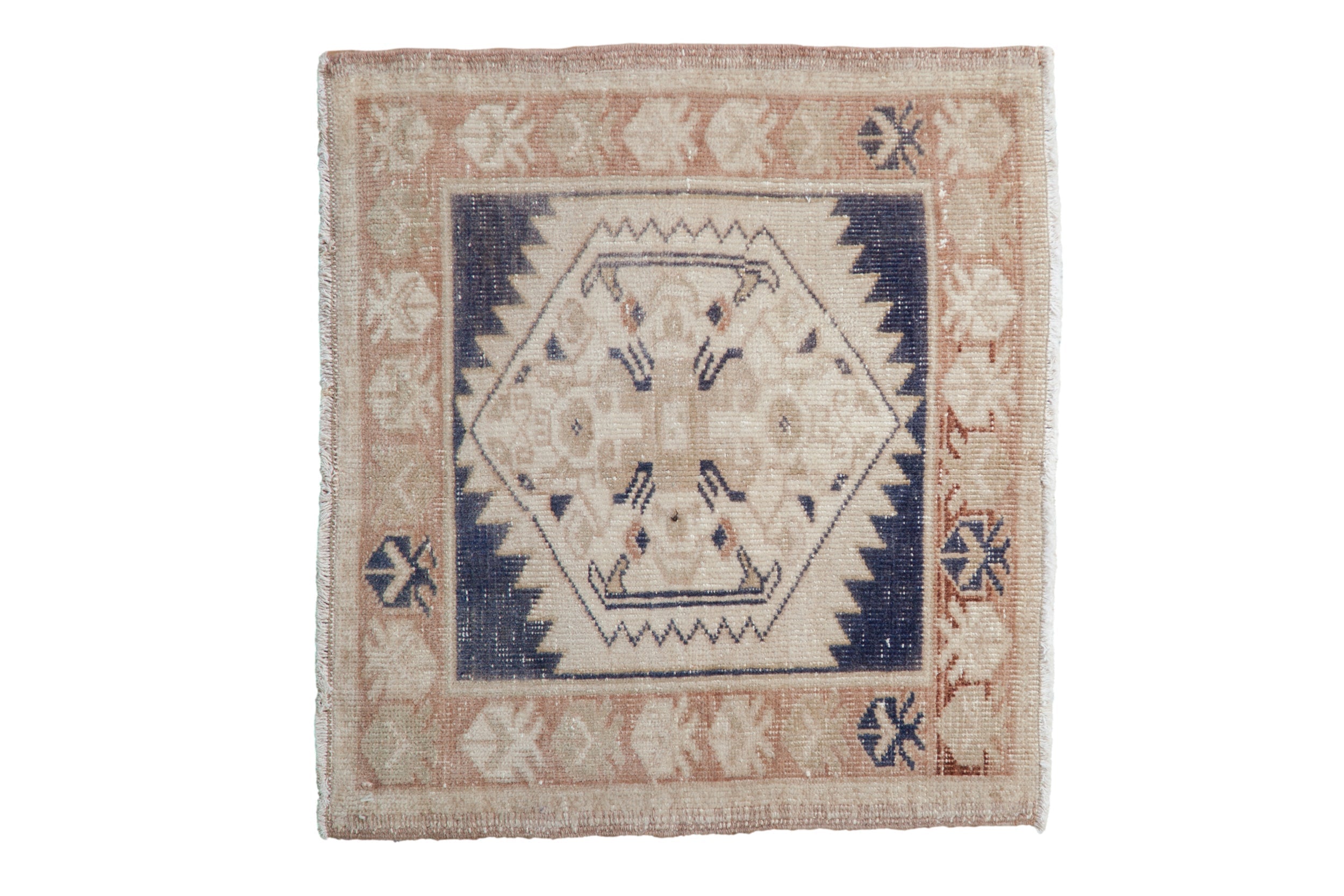 2x2 Vintage Distressed Oushak Square Rug Mat
