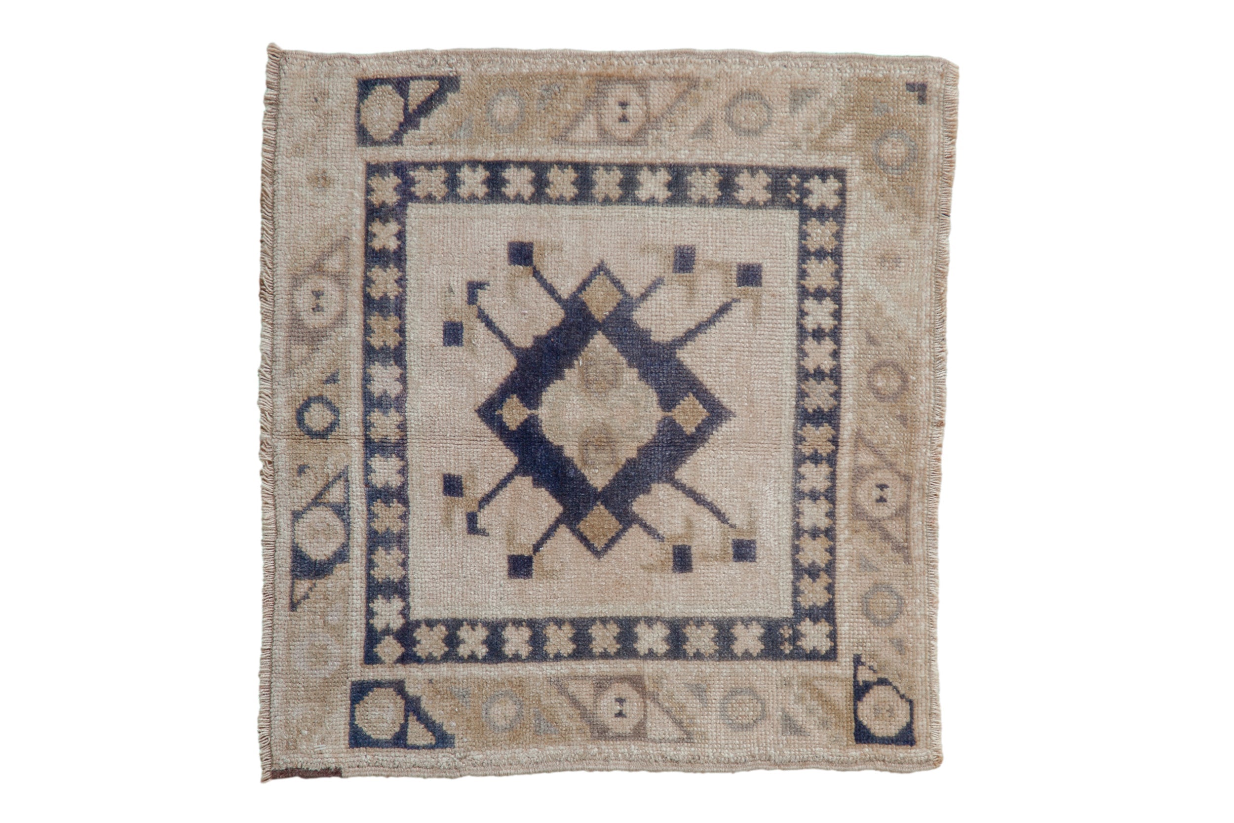 2x2 Vintage Distressed Oushak Square Rug Mat