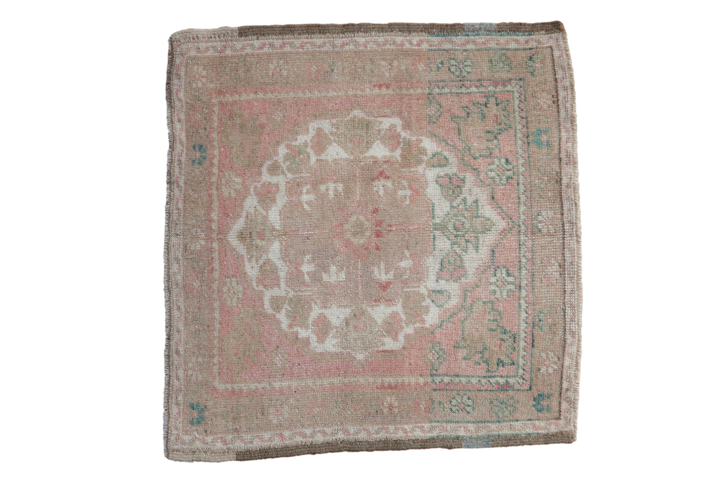 2x2 Vintage Distressed Oushak Square Rug Mat