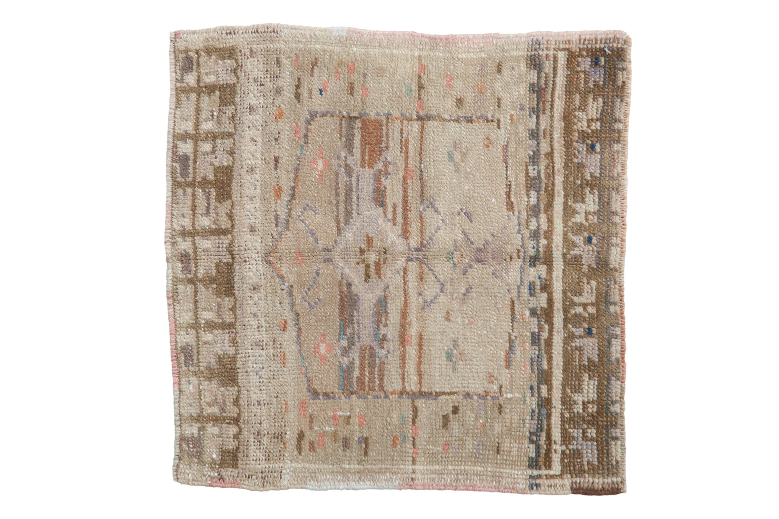 2x2 Vintage Distressed Oushak Square Rug Mat